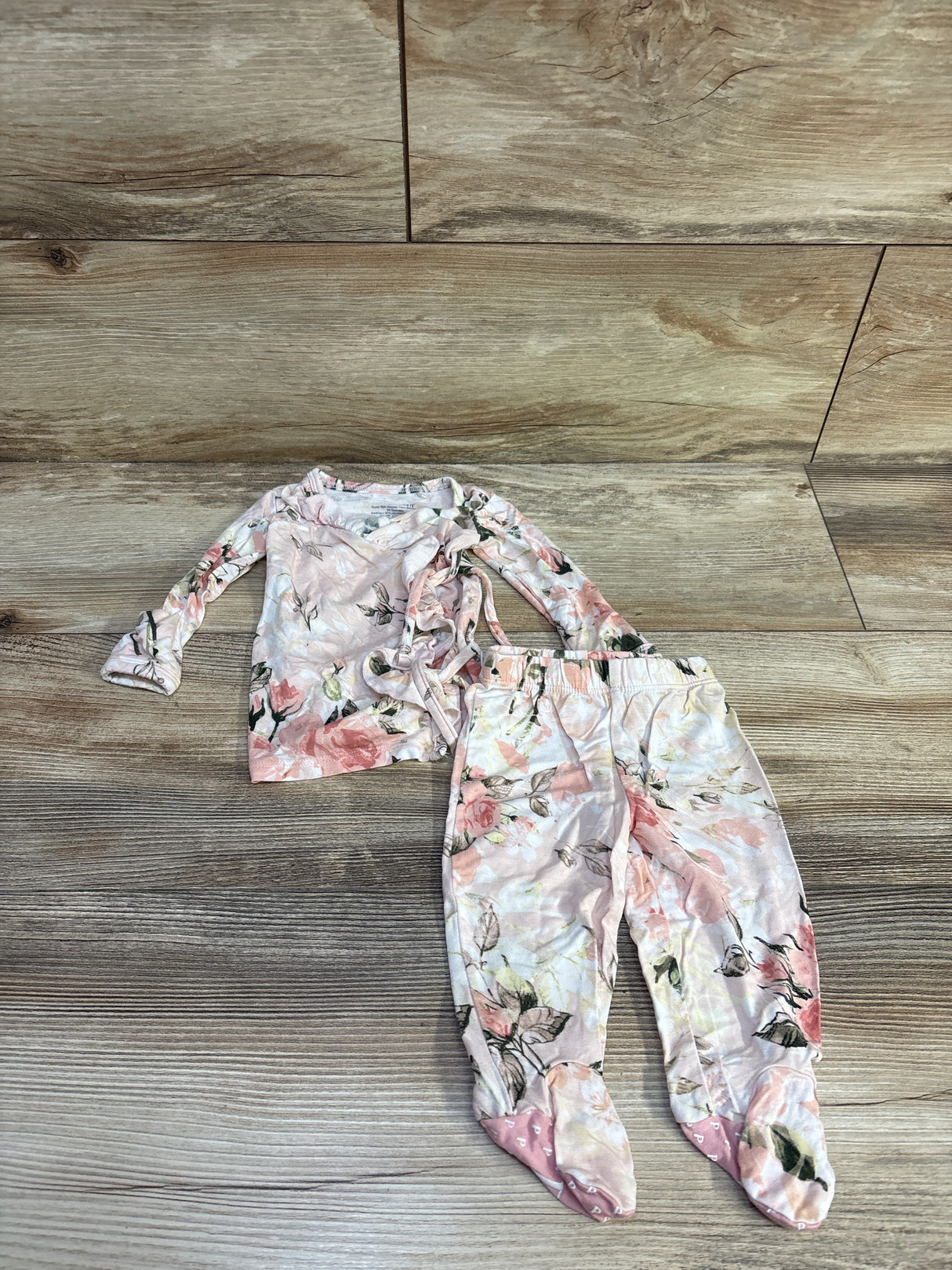 Posh P. 2pc Bamboo Kimono Top & Footed Leggings in Pink Rose sz 0-3m