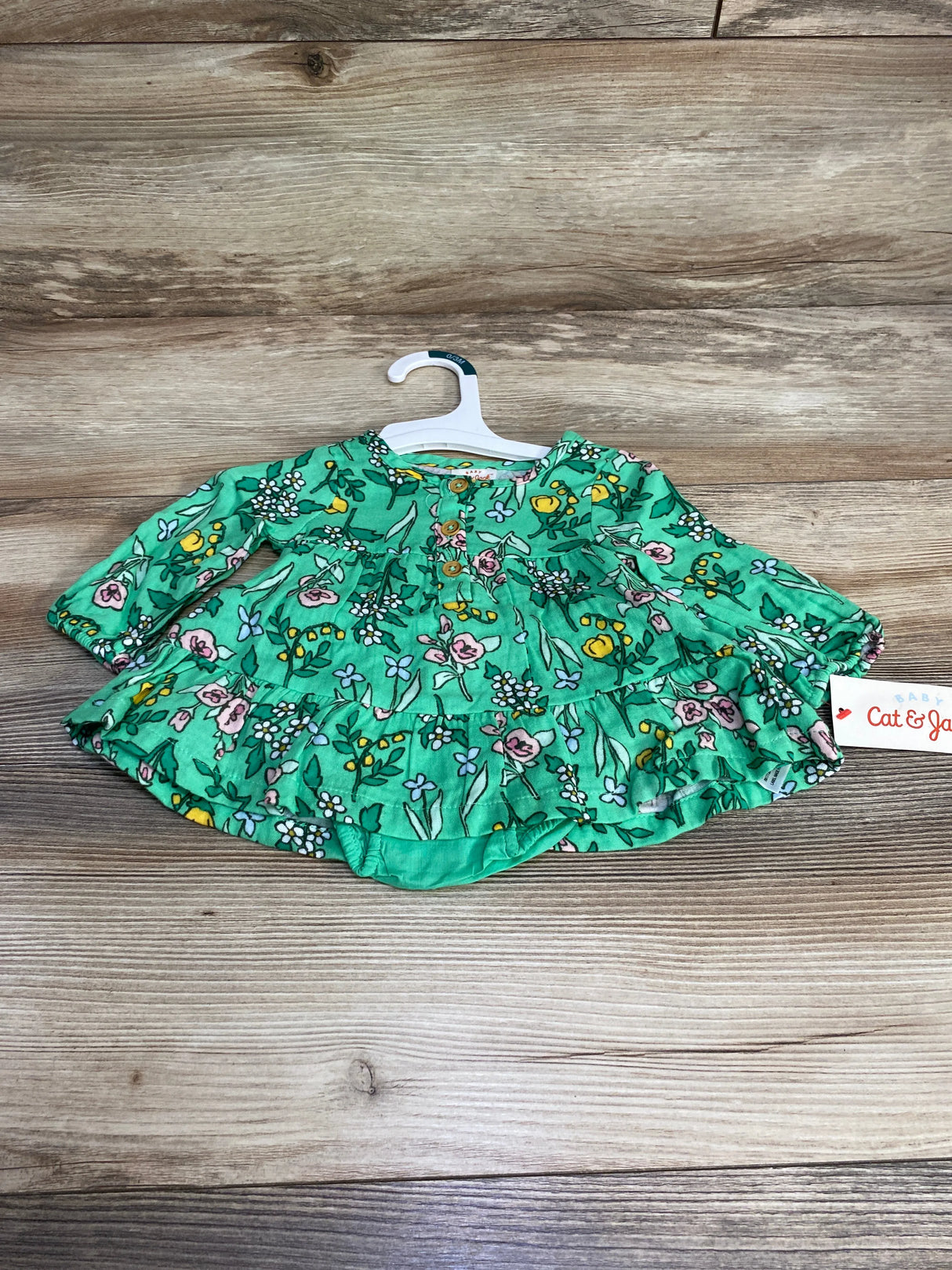 NEW Cat & Jack Floral Henley Dress & Bloomers Green sz 0-3m - Me n Mommy To Be