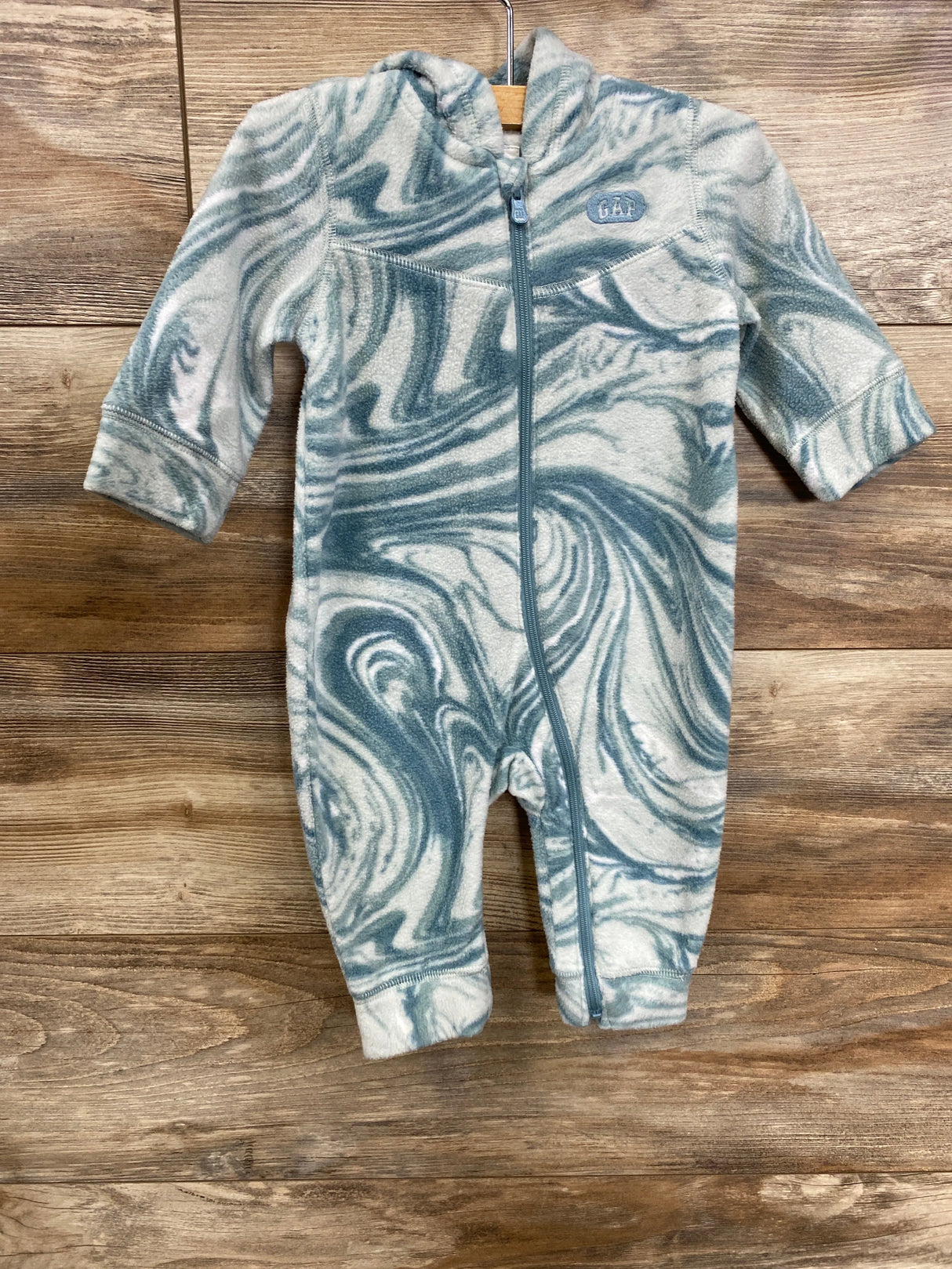 Baby Gap Fleece Hooded Coverall Blue sz 3-6m