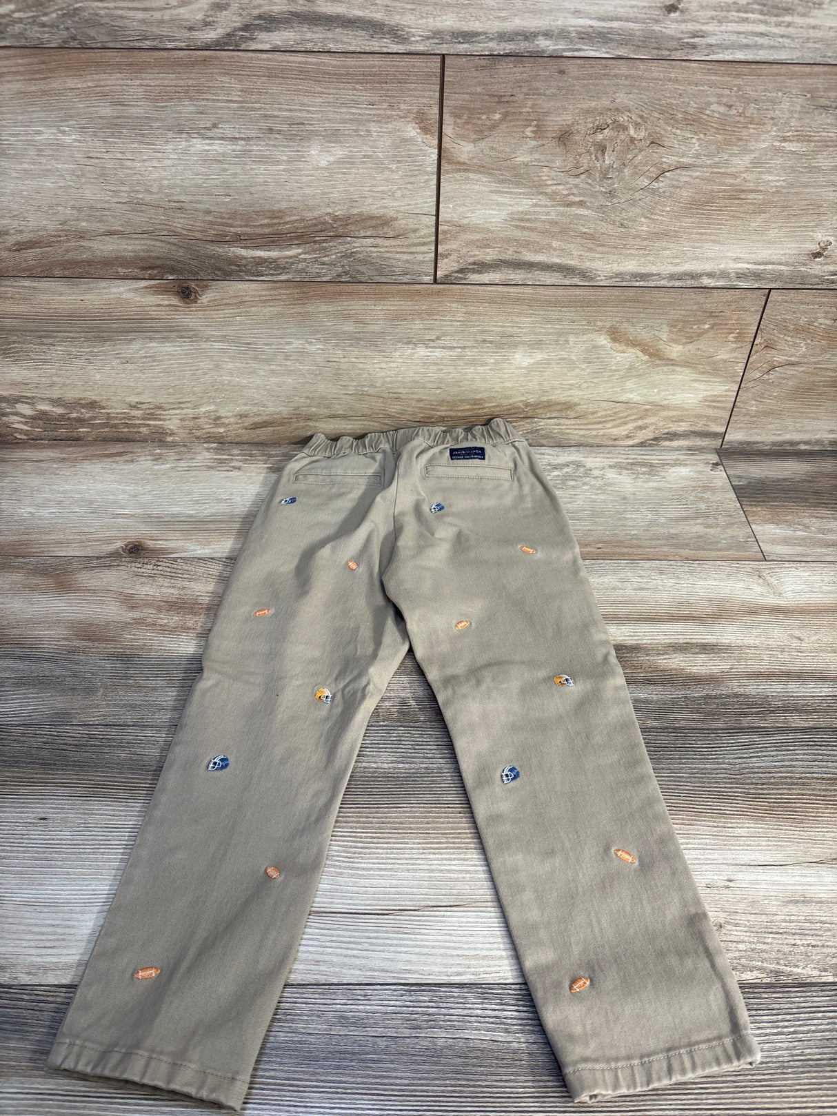 Janie & Jack Embroidered Football Twill Pants Tan sz 5T