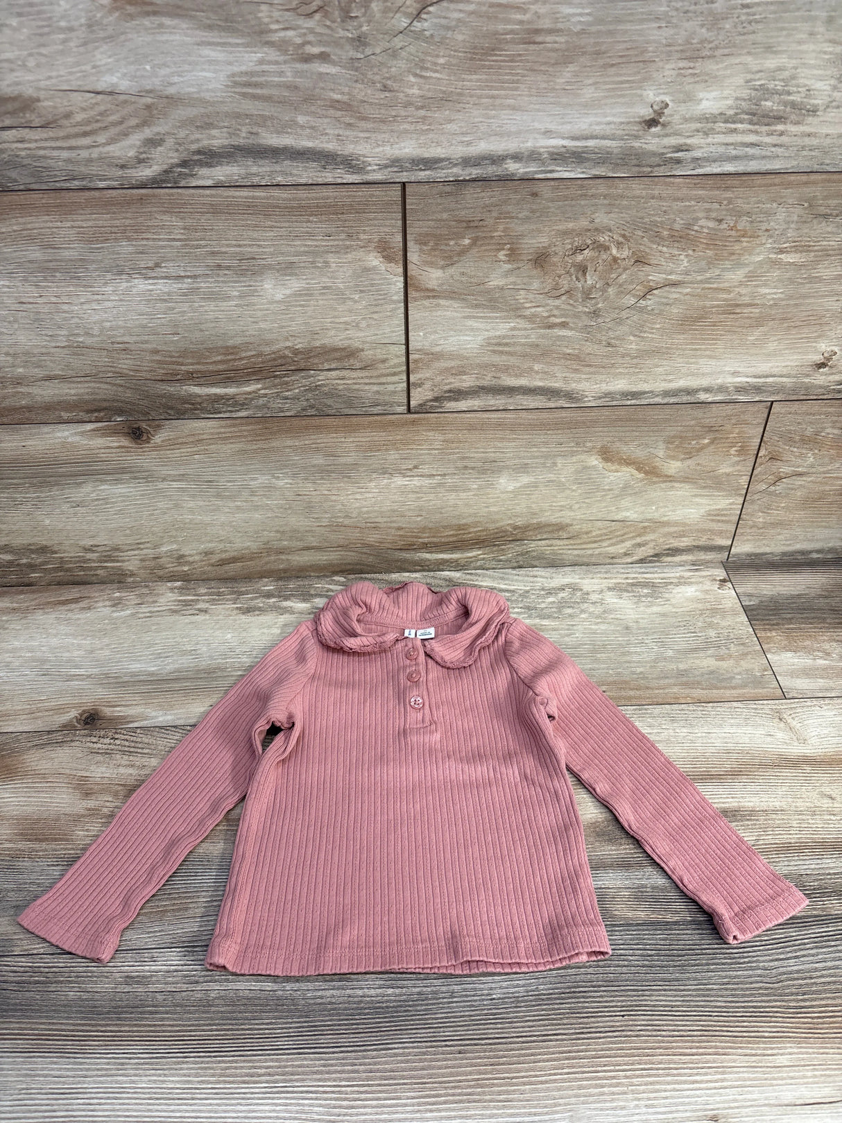 Janie & Jack Ribbed Henley Shirt Pink sz 2T