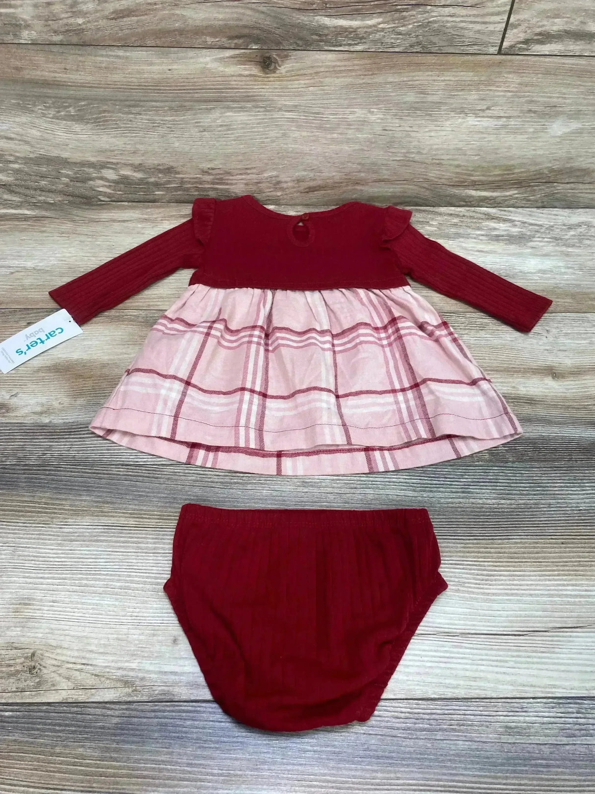 NEW Carter's 2pc Ribbed Plaid Dress & Bloomers Red sz 6m - Me n Mommy To Be