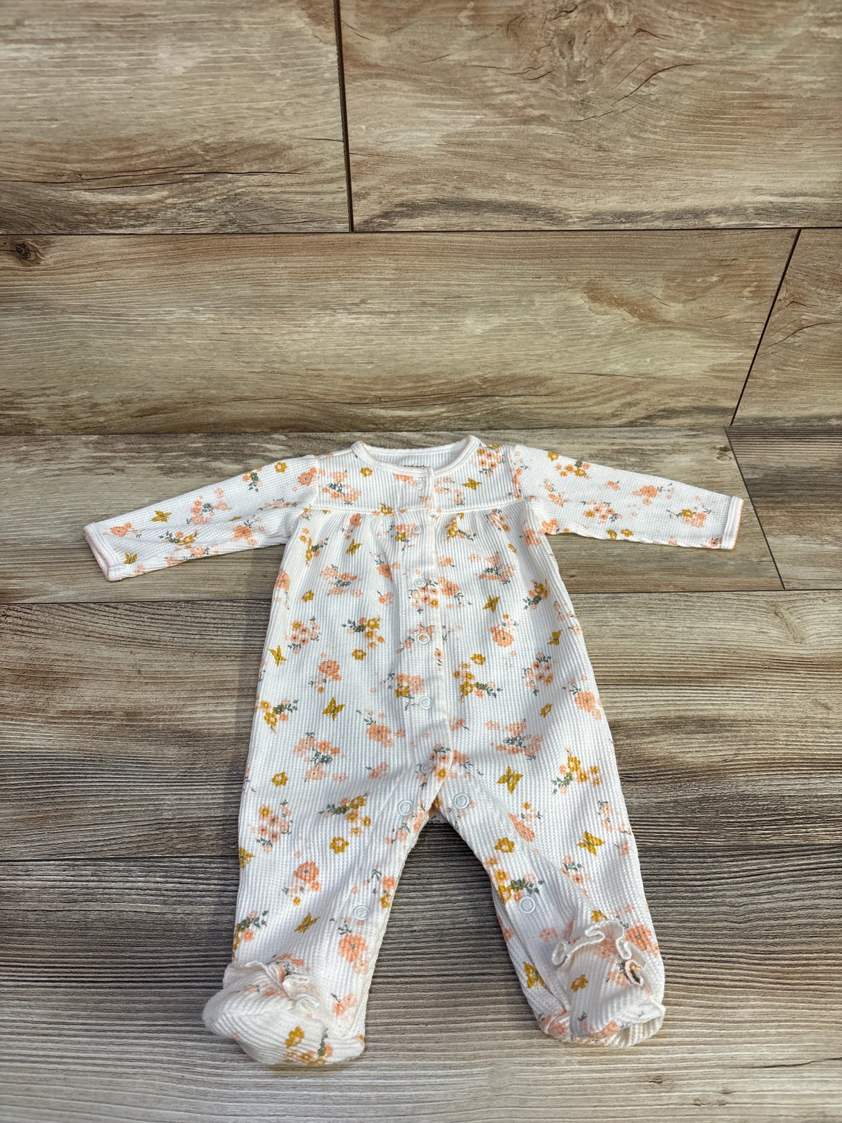 Carter's Floral Waffle Knit Snap Sleeper Cream sz 3m