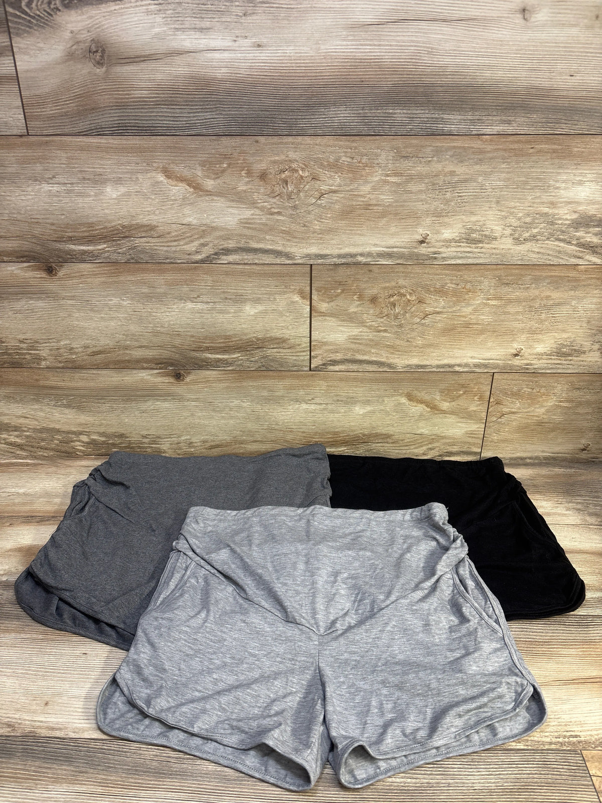NEW Locoowai 3pk Maternity Over-Belly Shorts Grey sz Small