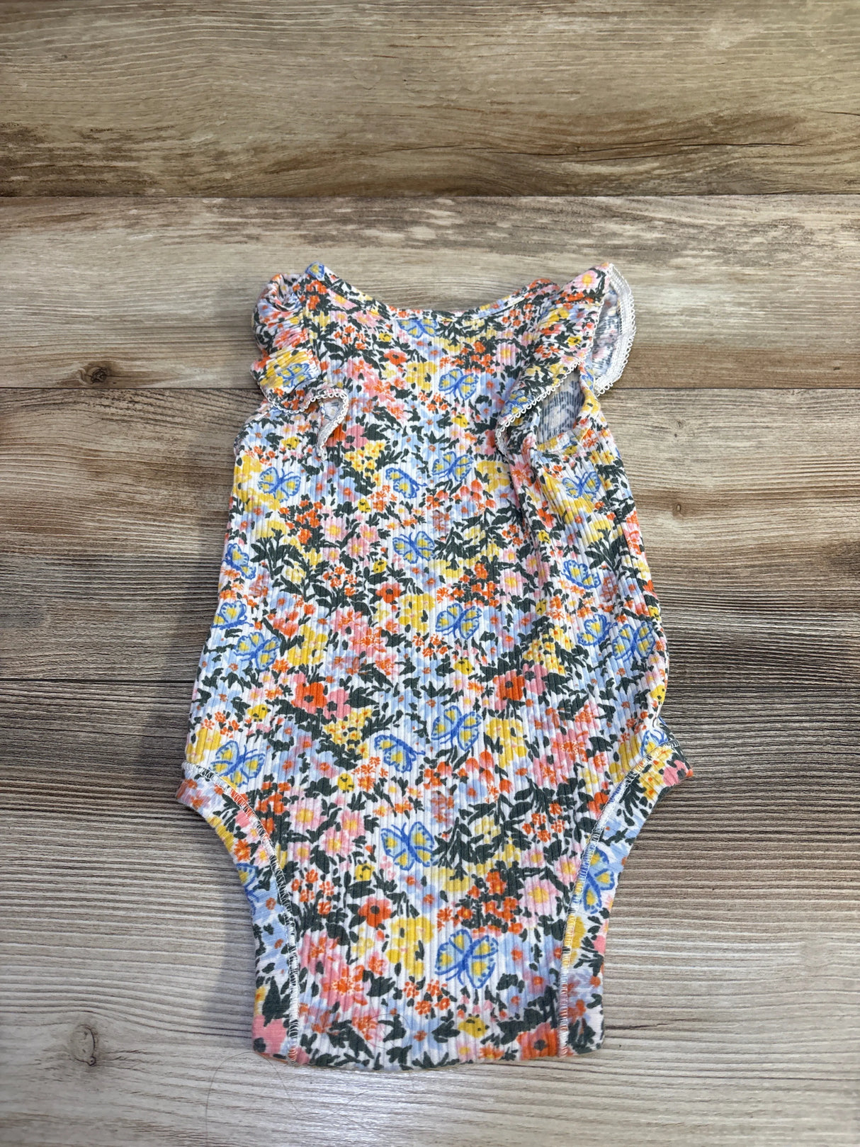 Old Navy Floral Ribbed Bodysuit White sz 18-24m