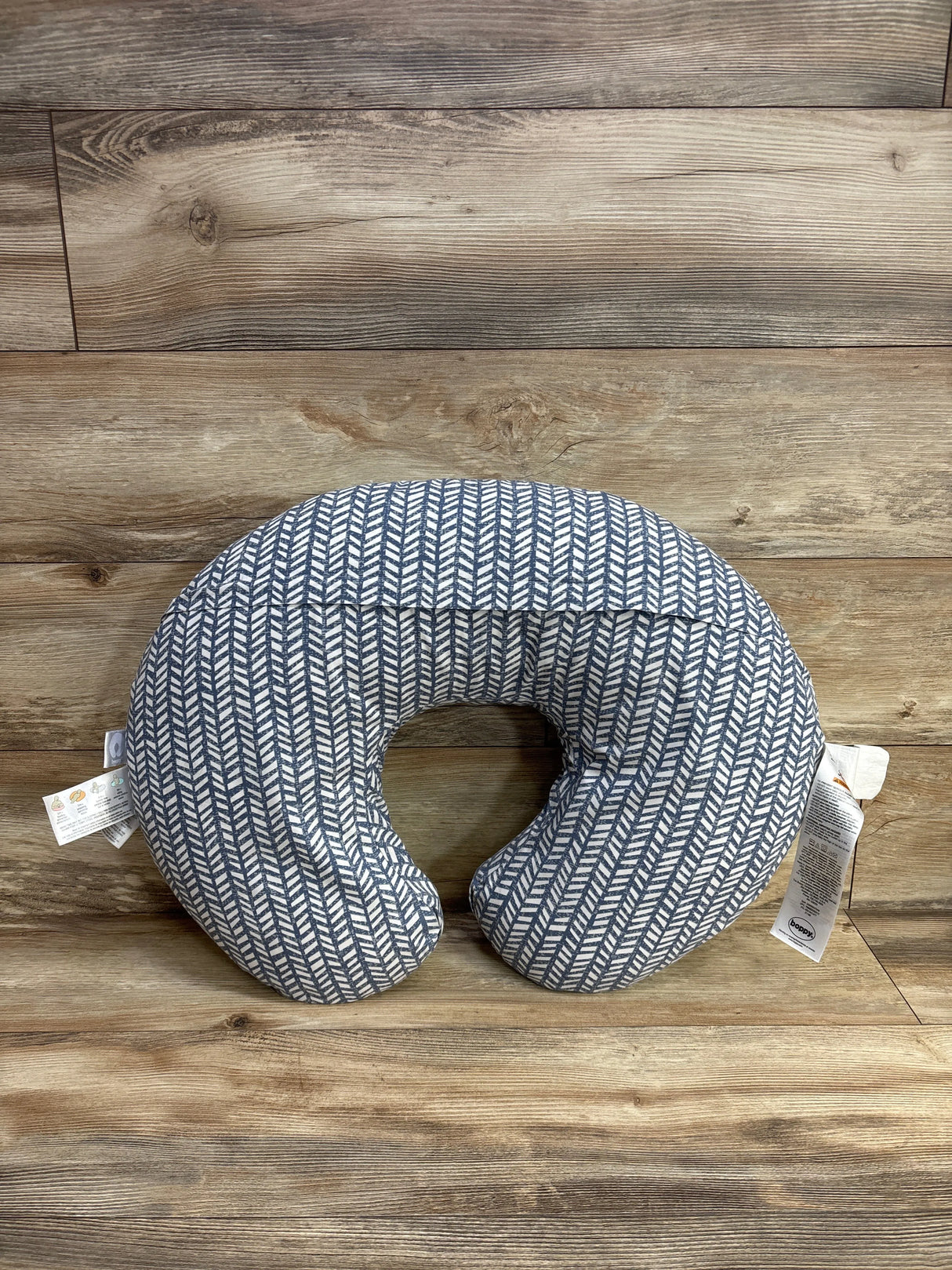 Boppy Nursing Pillow with Blue Chevron Slipcover
