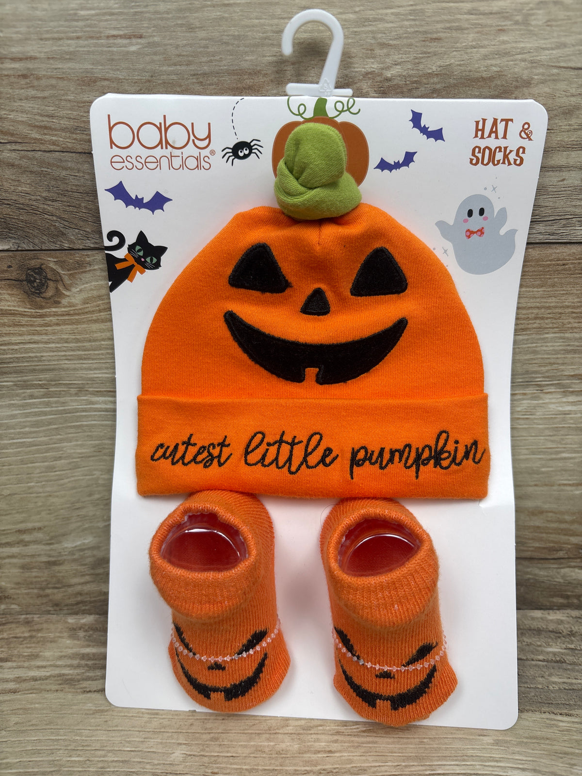 NEW Baby Essentials 2pc Cutest Little Pumpkin Hat & Socks Orange sz 0-6m