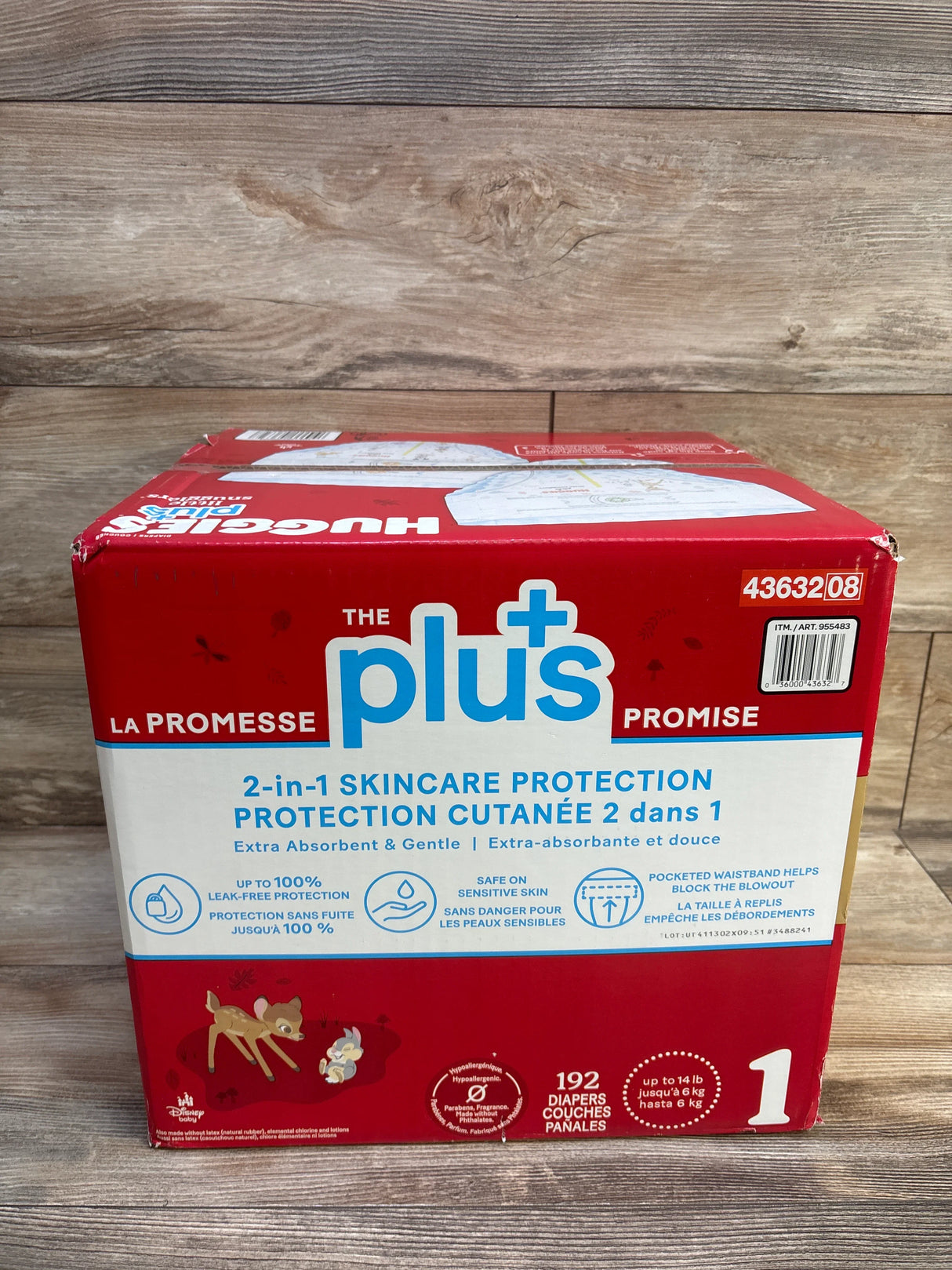 NEW Huggies Plus Little Snugglers Diapers 192ct, Size 1