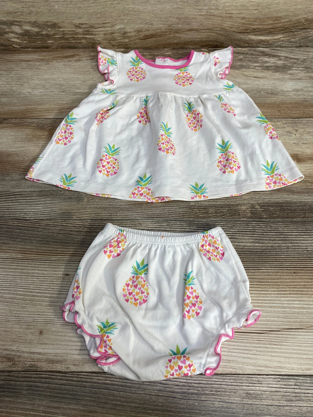 Kissy Love 2pc Pineapple Dress & Bloomers White sz 6-9m - Me n Mommy To Be
