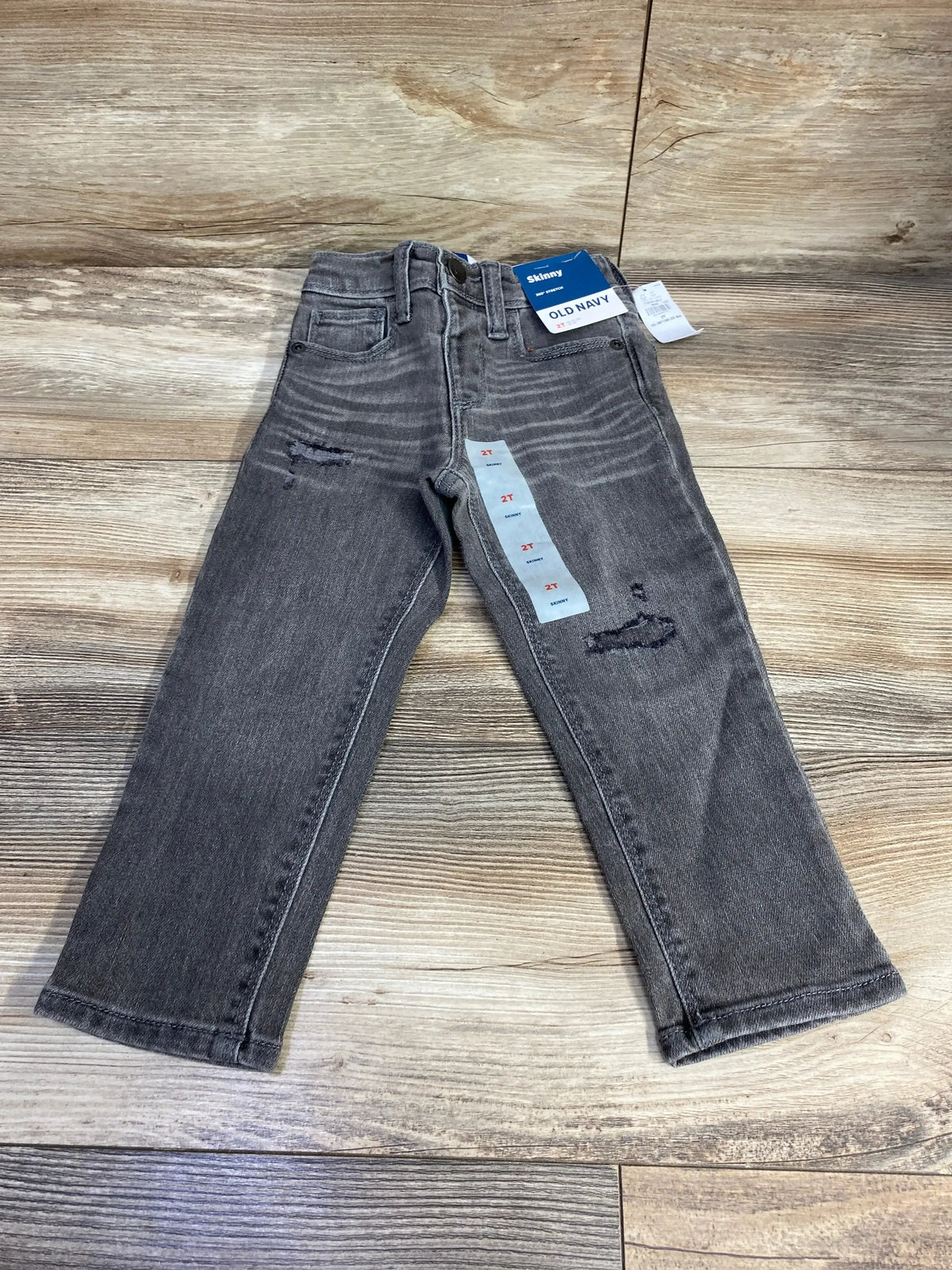 Gray toddler jeans size 2T with tags, distressed details, kids clothing resale