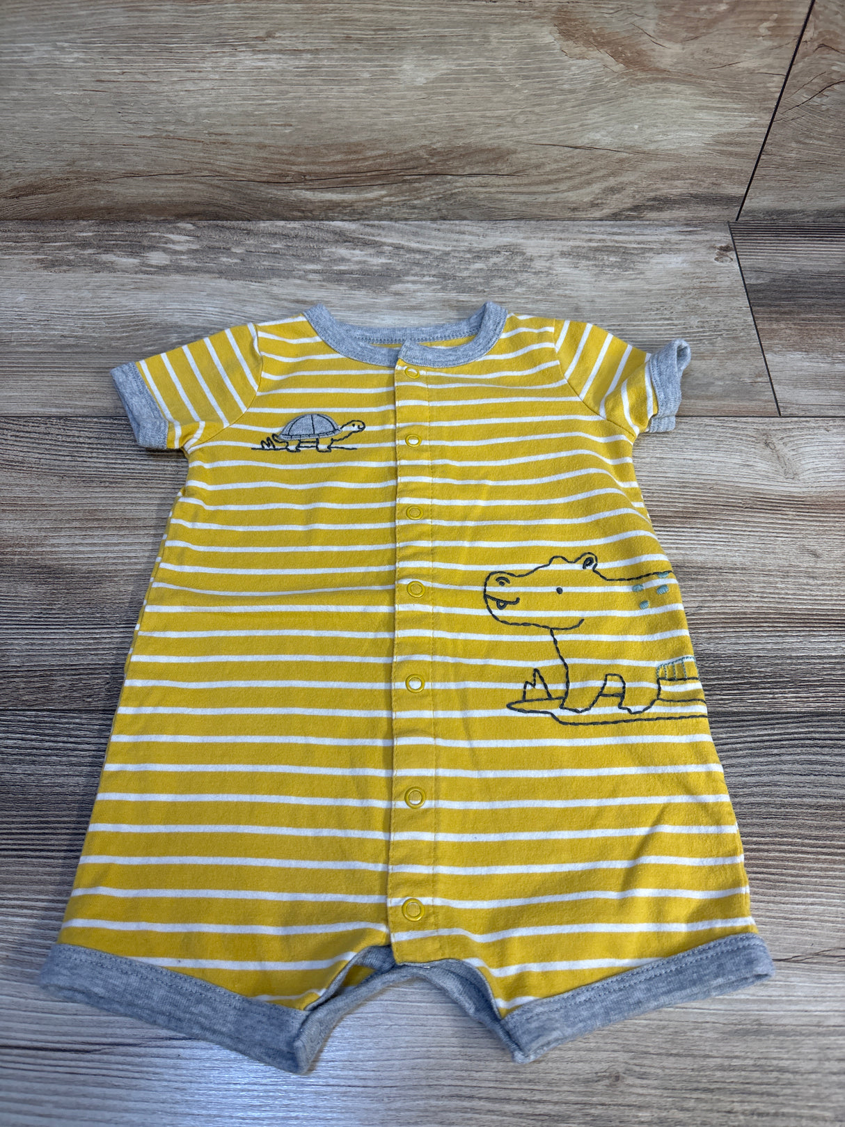 Carter's Striped Animal Shortie Romper Yellow sz 12m
