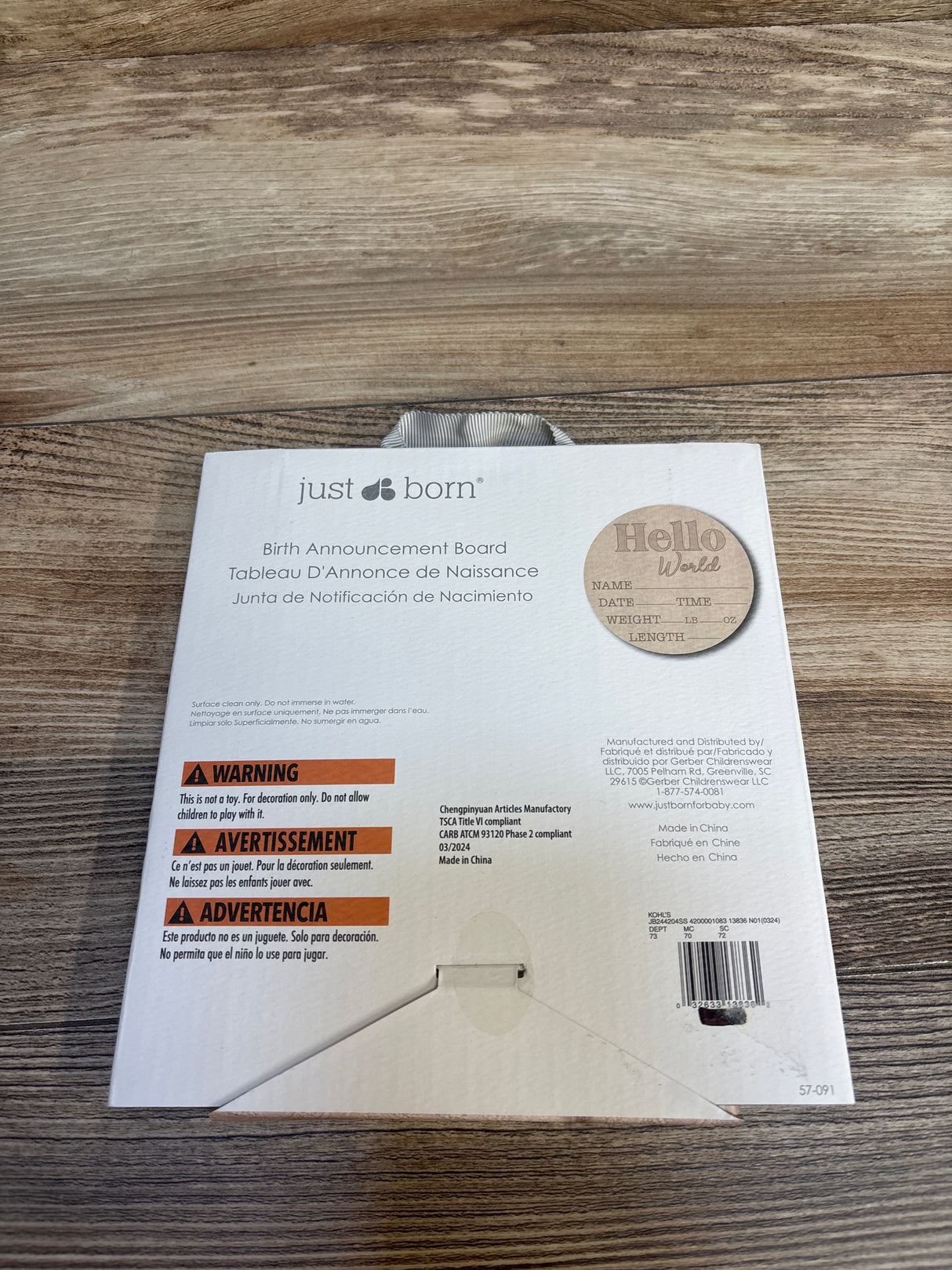 NEW Just Board Wooden Birth Announcement Board