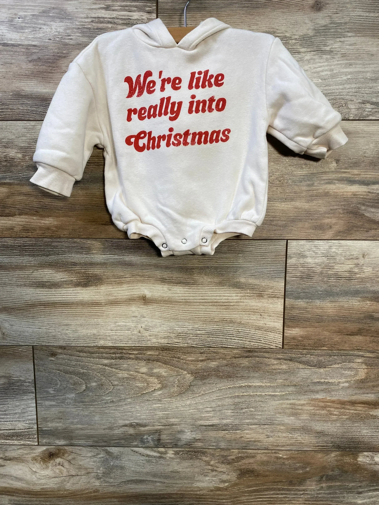 Tullabee We're Like Really Into Christmas Hooded Romper White sz 6-9m - Me n Mommy To Be