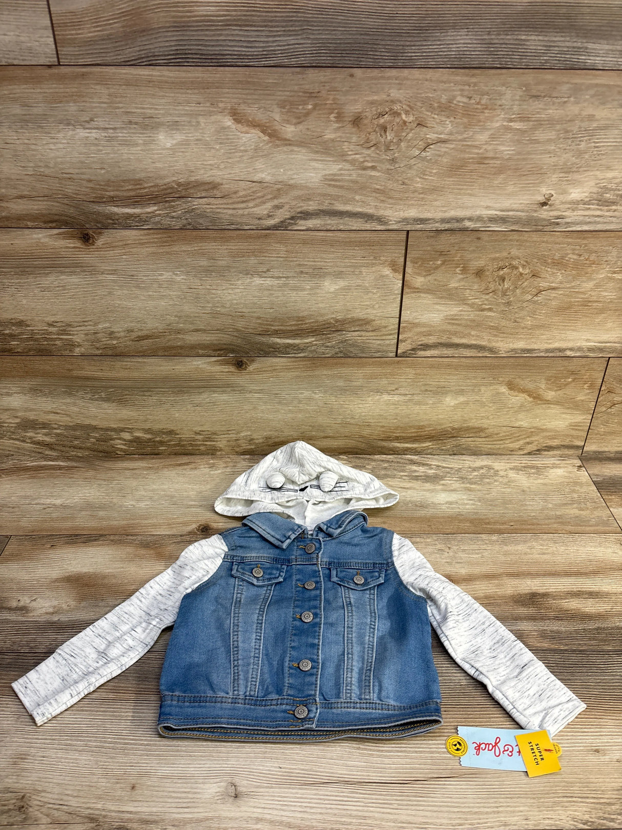 NEW Cat & Jack Hooded Medium Wash Denim Jacket Grey sz 2T