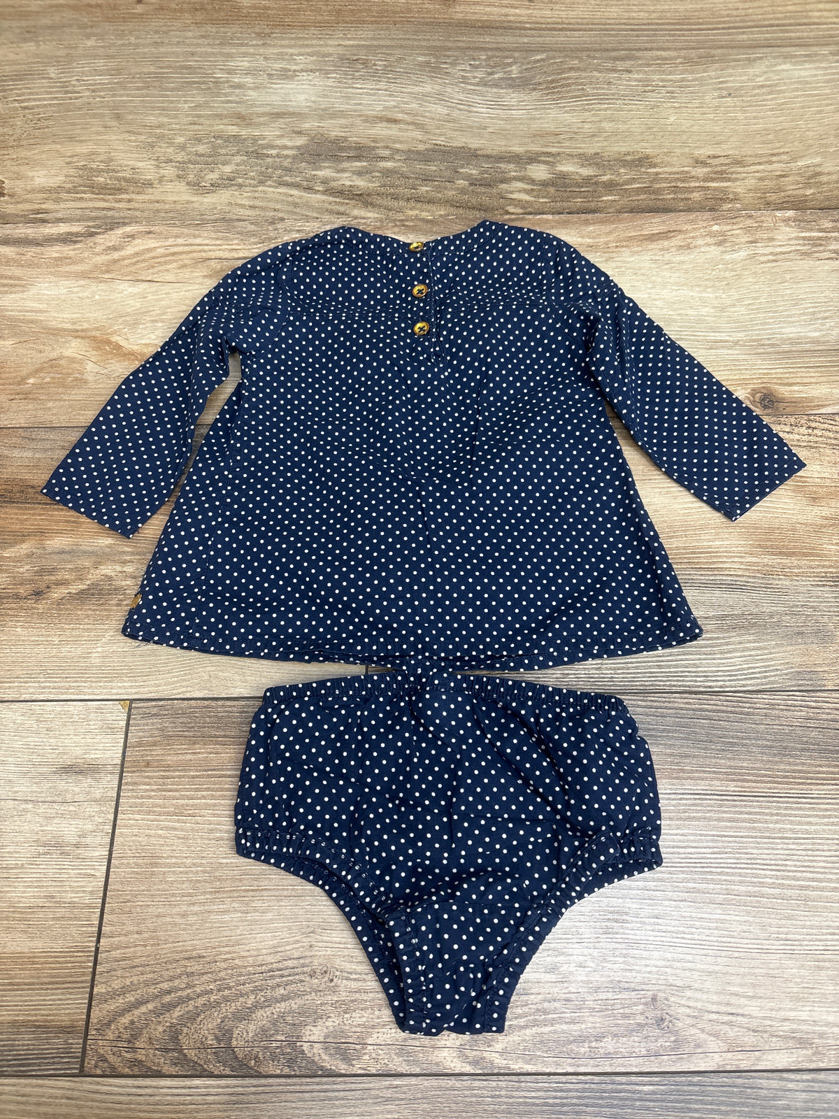 Juicy Couture 2pc Polka Dot Dress & Bloomers Set Navy sz 6/12m