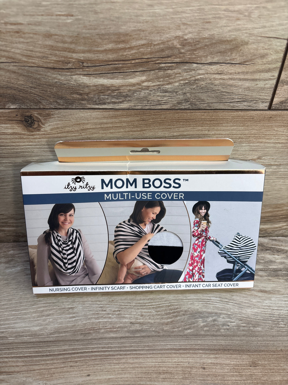 NEW Itzy Ritzy Mom Boss 4-in-1 Nursing Cover in Black/White Stripes