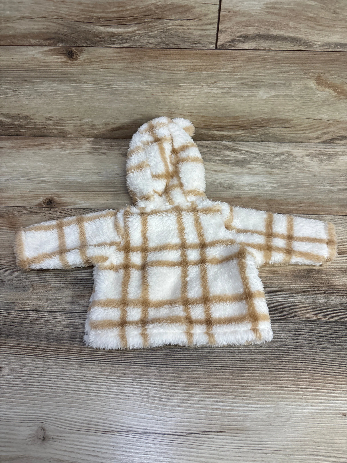 Carter's Plaid Full Zip Plush Jacket Cream sz Newborn