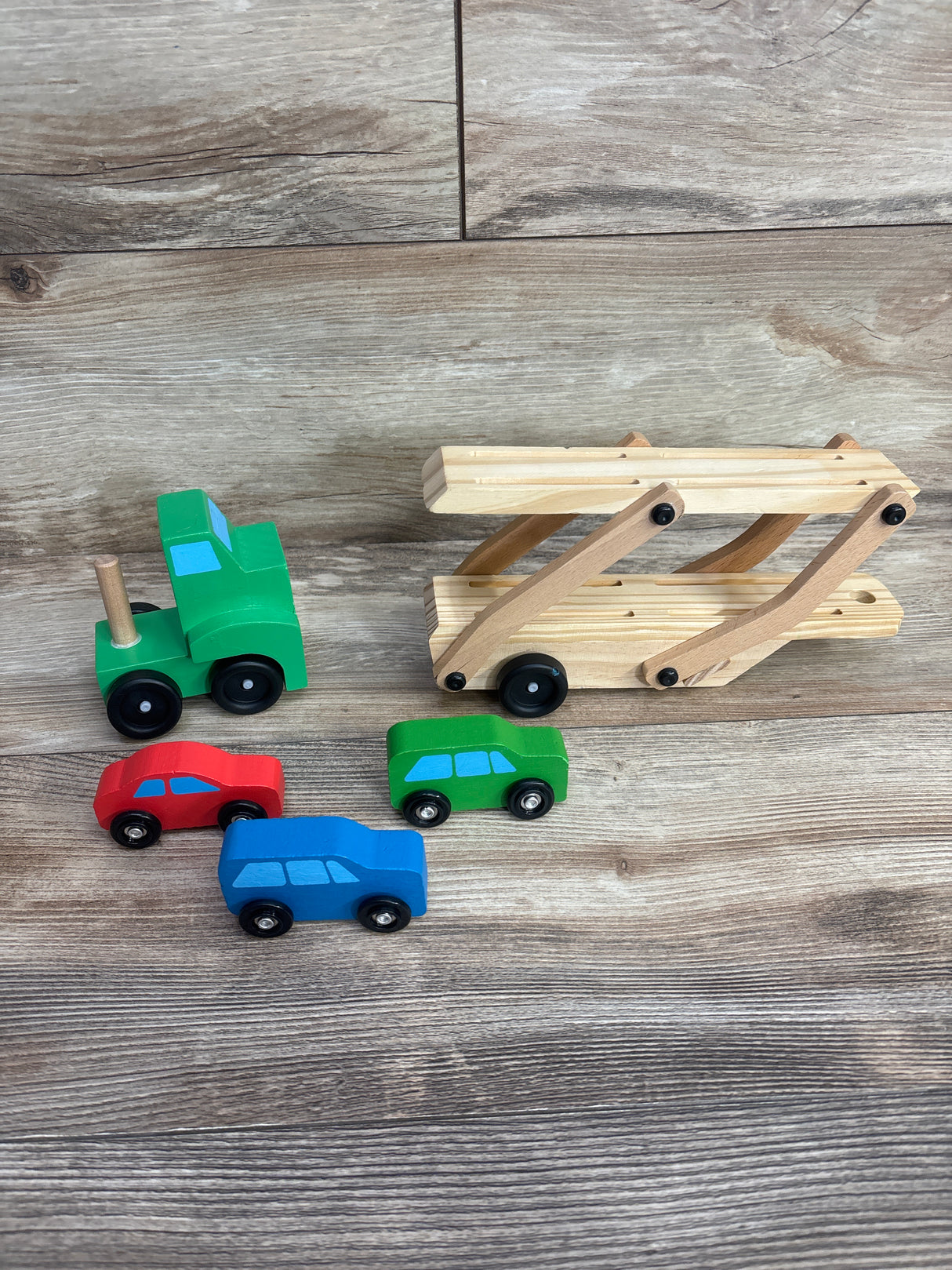 Melissa & Doug Wooden Car Carrier Truck w/ Three Cars