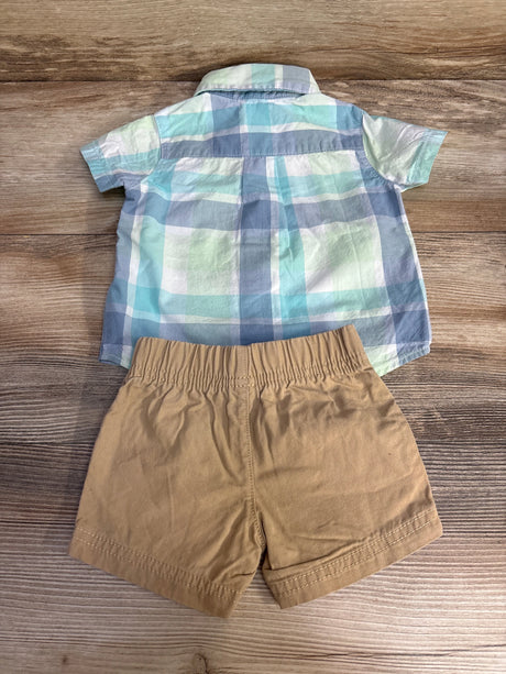 Just One You 2pc Plaid Button Up Shirt & Shorts Green sz 3m - Me n Mommy To Be