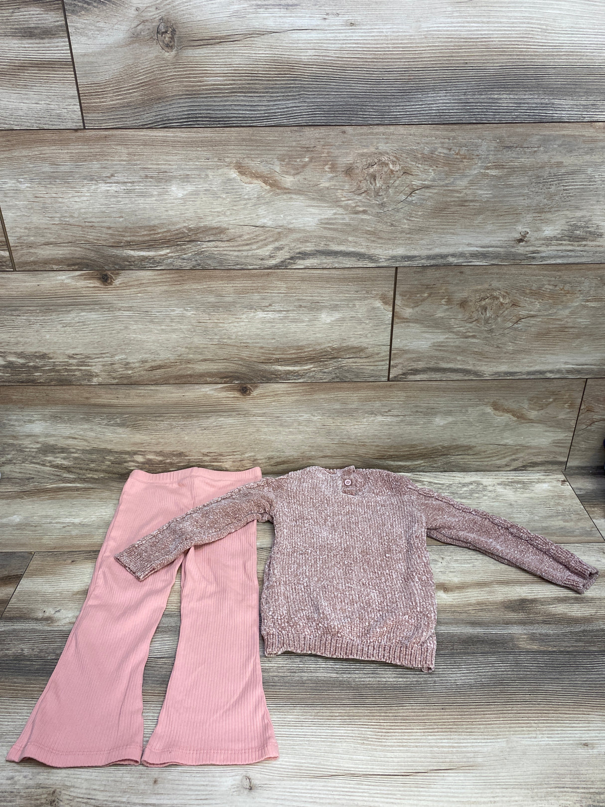Little Lass 2pc Chunky Knit Sweater & Ribbed Leggings Brown sz 2T
