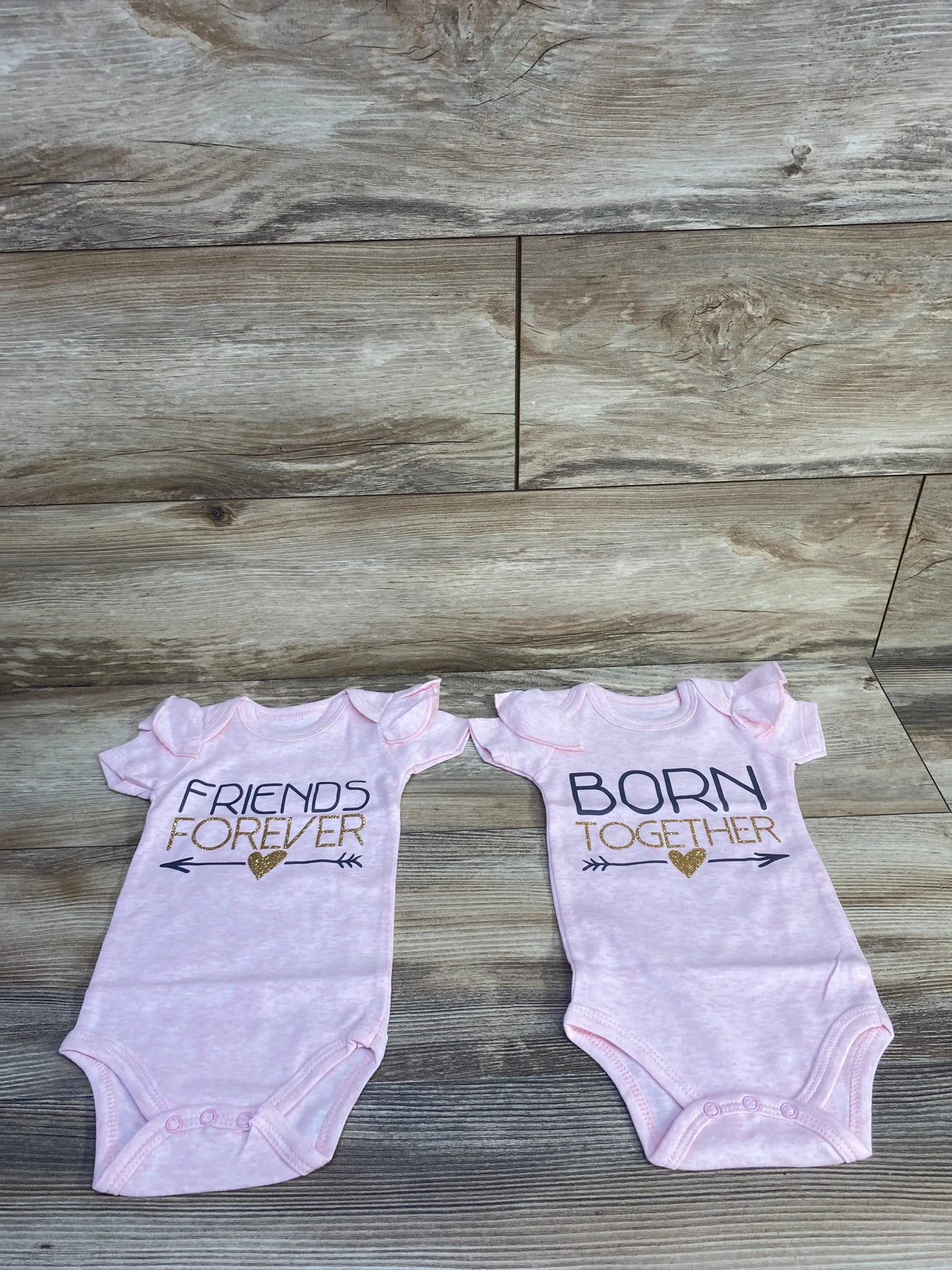 NWOT Acwssit 2pk Born Friends Twin Bodysuits Pink sz 0-3m