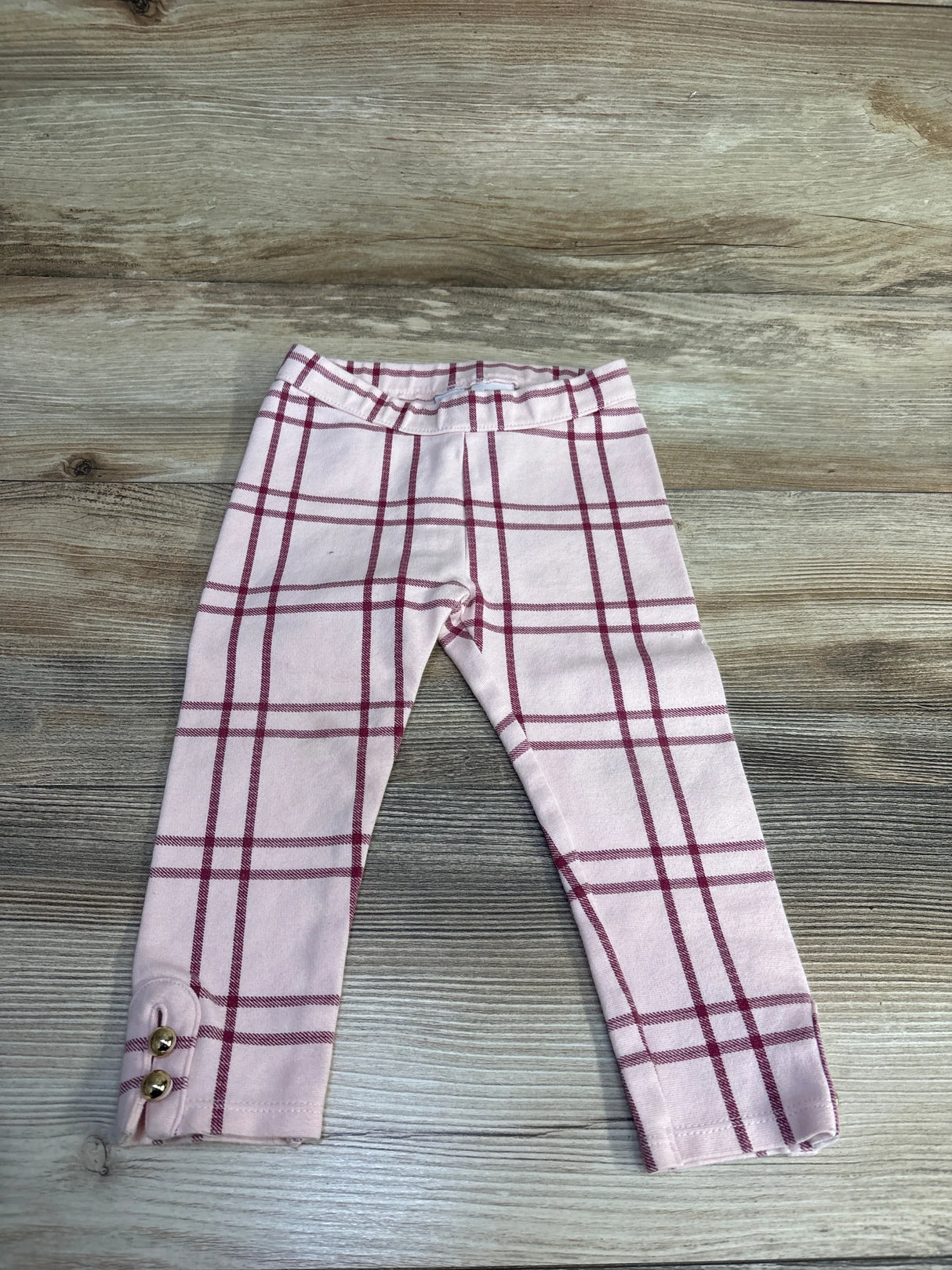 Janie & Jack Plaid Ponte Pants Pink sz 18-24m