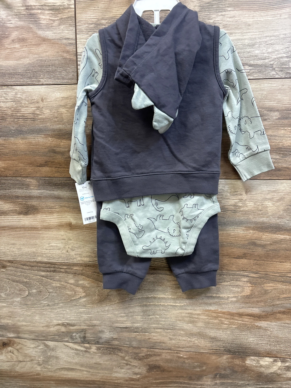NEW Carter's 3pc Vest Jacket, Bodysuit, & Pants Set Grey sz 12m