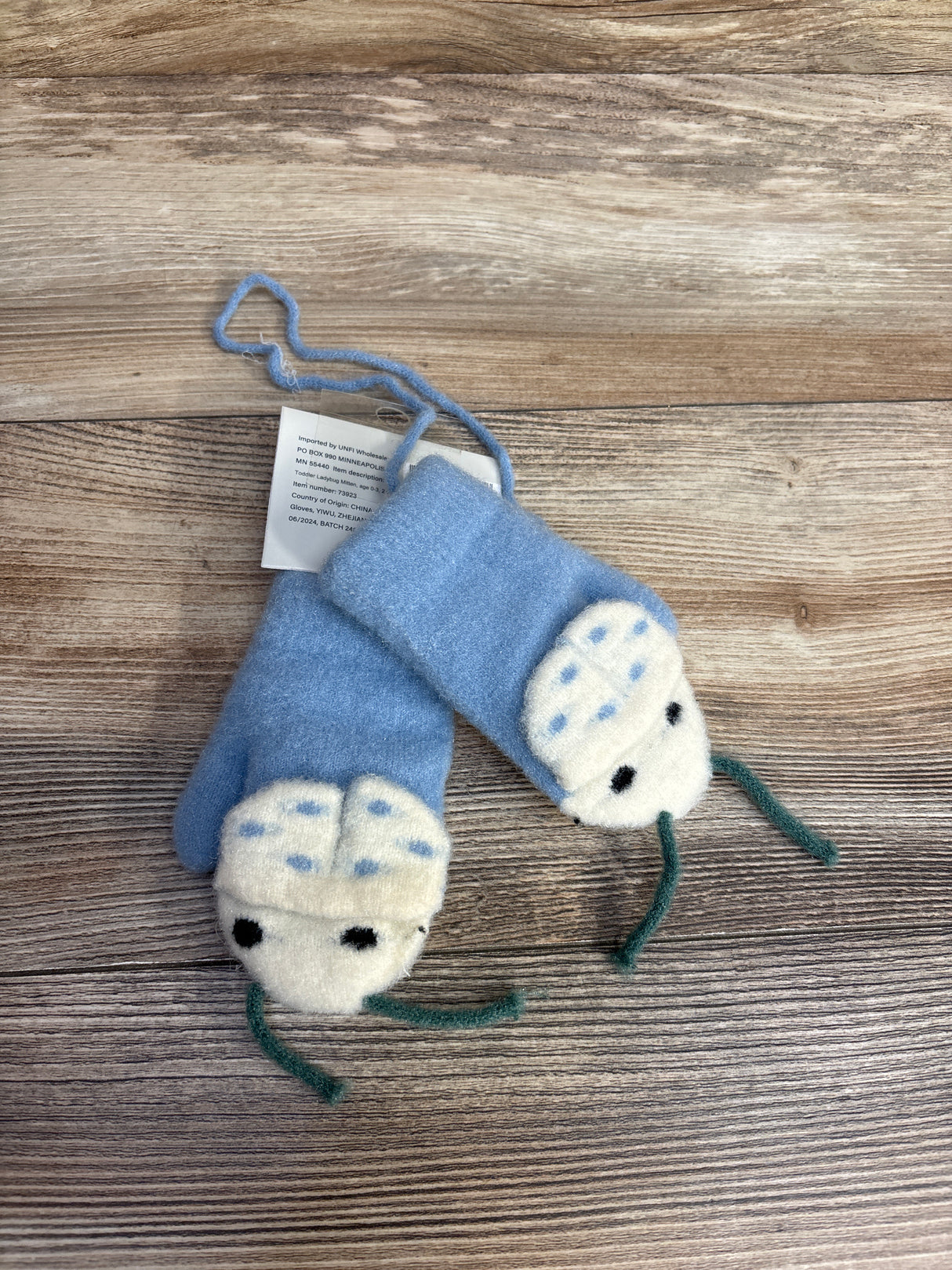 NEW Fuzzy Cozy Gloves Ladybug Mitten Blue sz 0-3m
