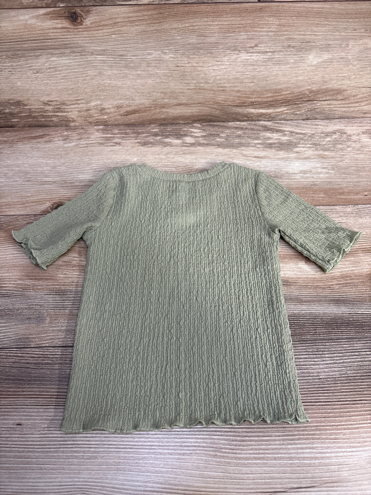 Okie Dokie Ribbed Lettuce Trim Top Green sz 2T