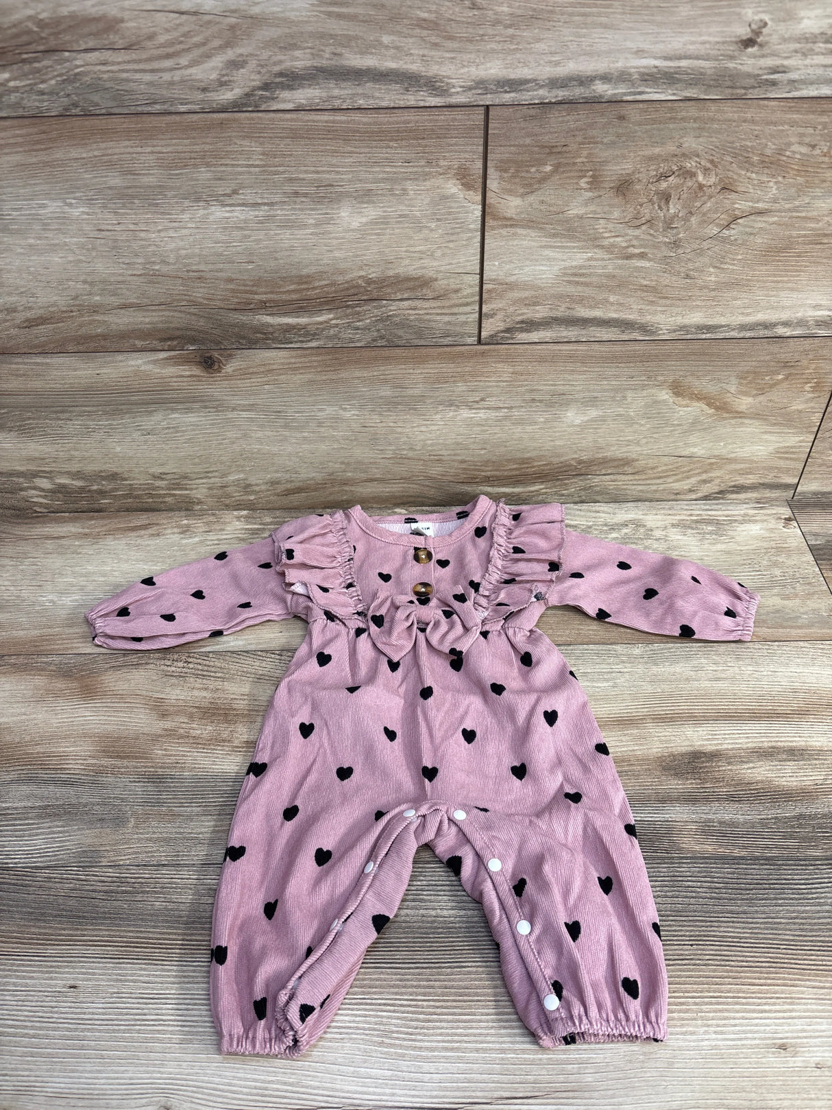 Shein Heart Print Cord Coverall Pink sz 1-3m