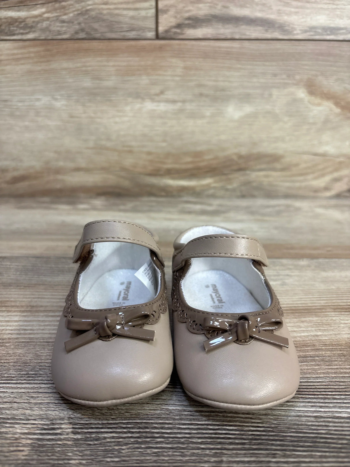 Mayoral Soft Sole Dressy Mary Jane Flats Taupe sz 4c