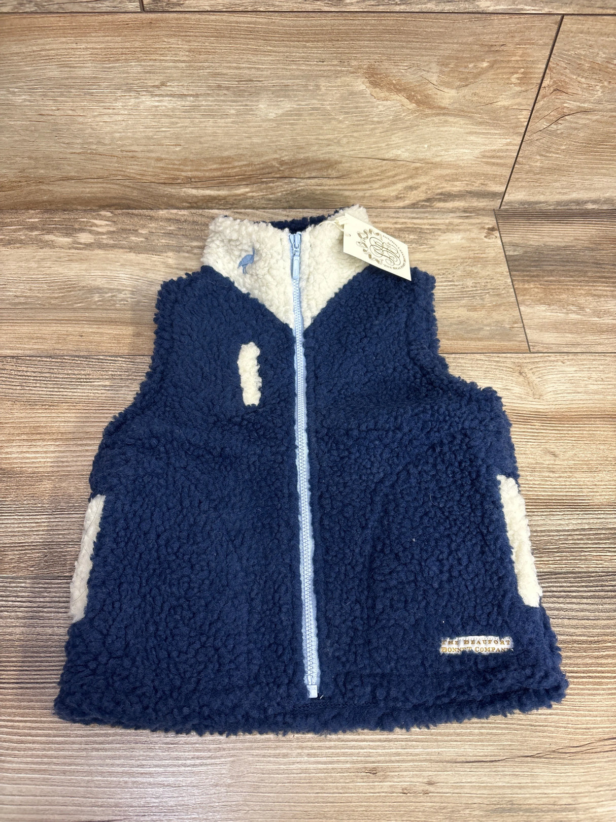 NEW The Beaufort Bonnet Company Van Camp Vest Sherpa - Nantucket Navy sz 2T