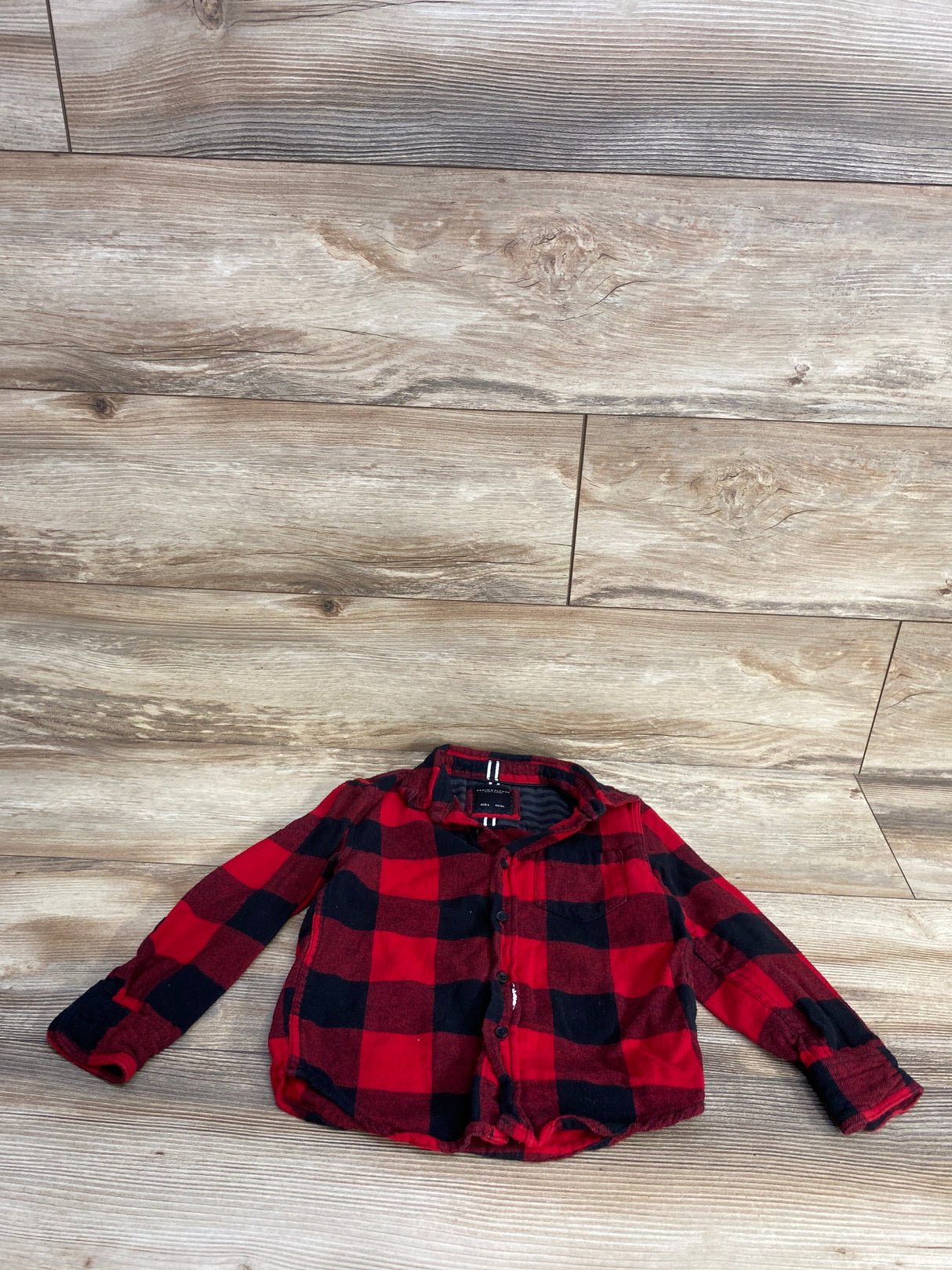 Denim & Flower Buffalo Plaid Button Up Shirt Red sz 4T