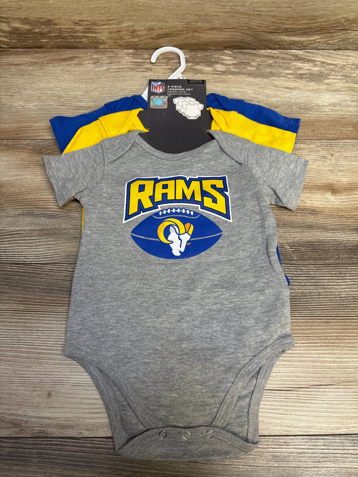 NEW NFL Los Angeles Rams 3pk Creeper Set sz 12m