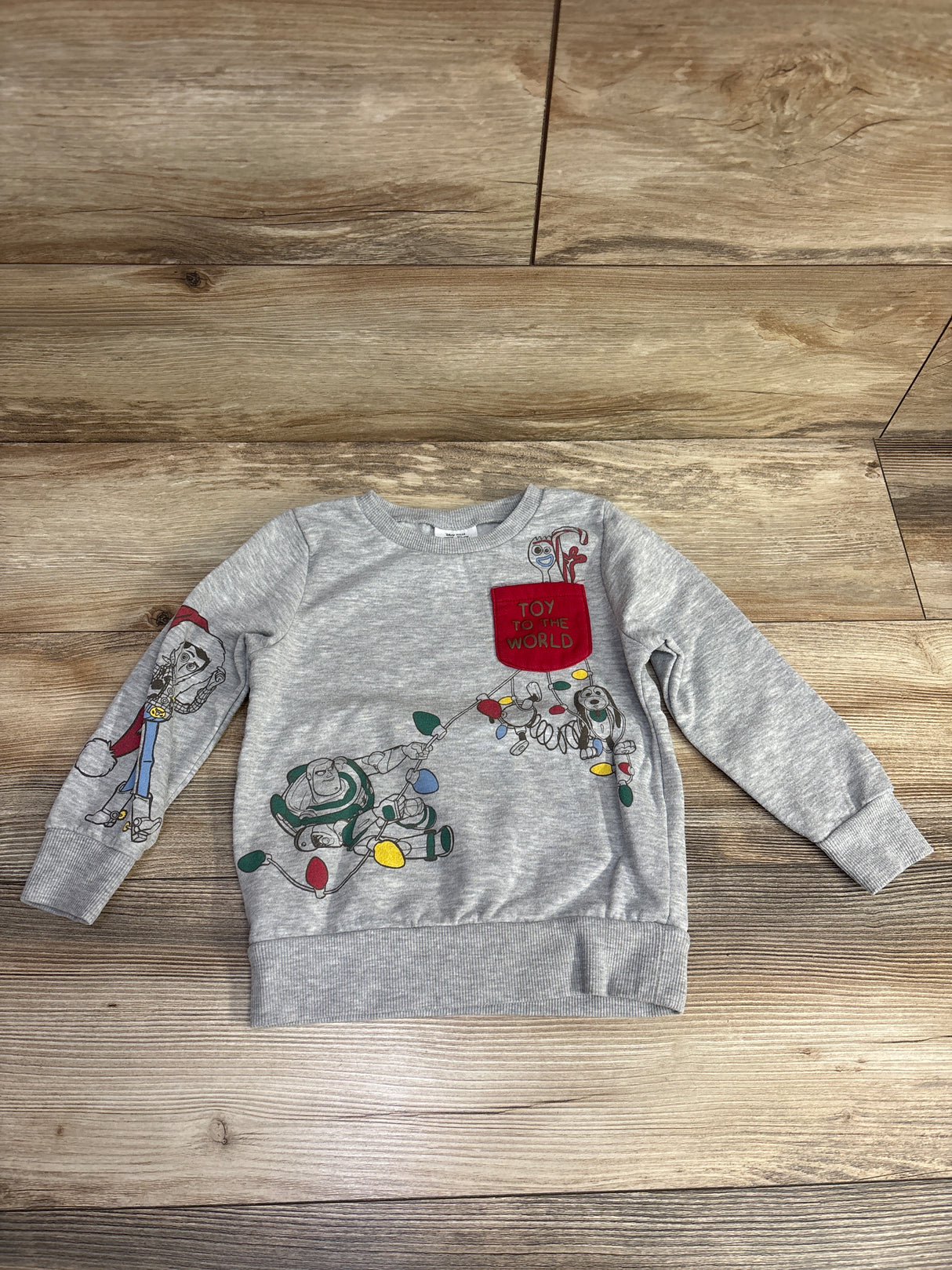 Toy Story Christmas Toy To The World Sweatshirt Grey sz 4T