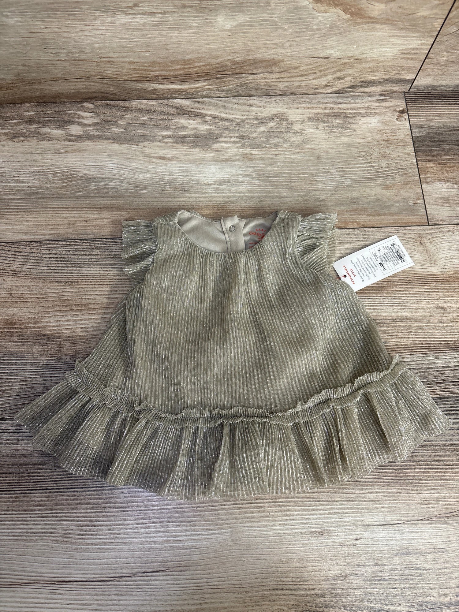 NEW Cat & Jack 2pc Metallic Dress & Bloomers Set Gold sz 0-3m