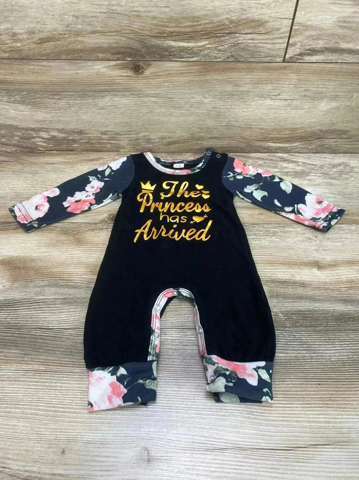 The Princess Has Arrived Coverall Black sz 0-3m - Me n Mommy To Be