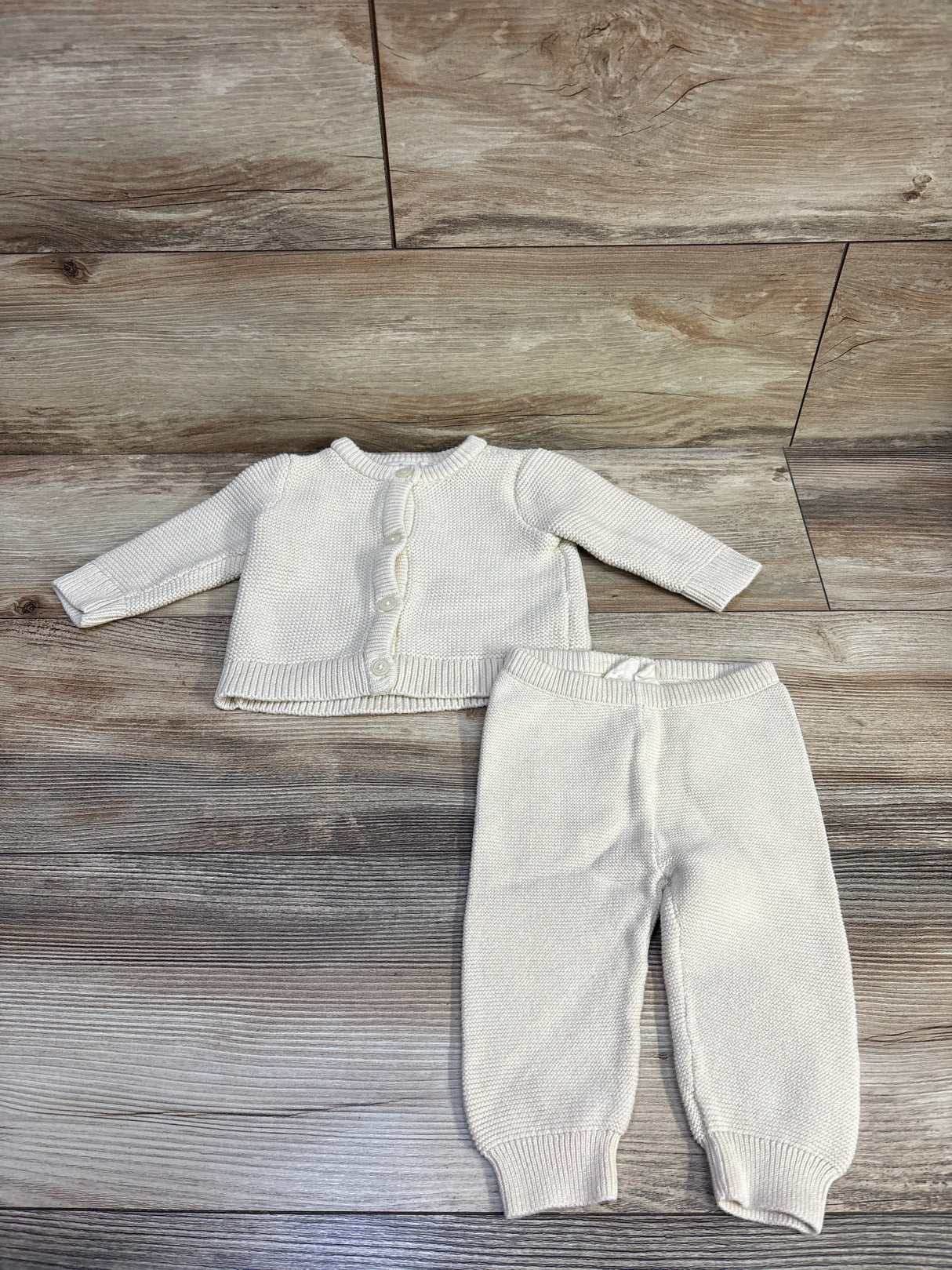 Baby Gap 2pc Knit Button Cardigan & Pants Set Ivory sz 3-6m