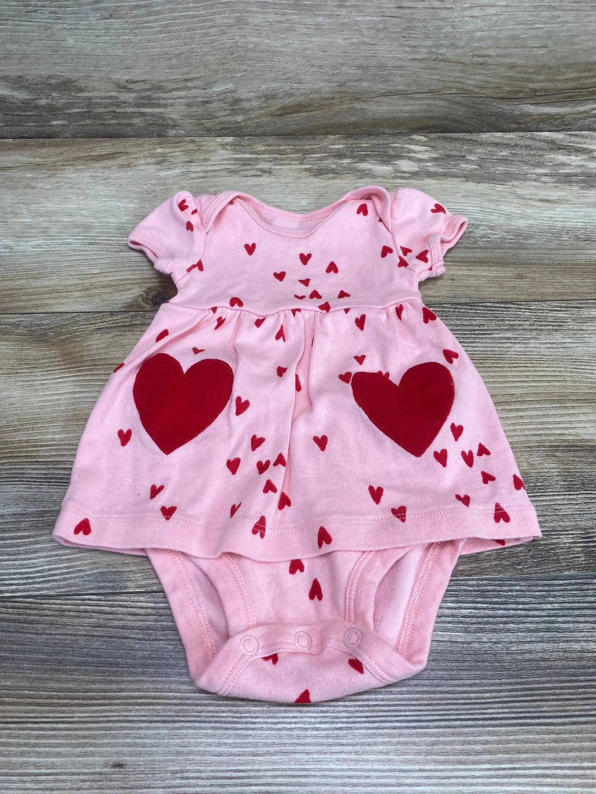 Just One You Heart Print Bodysuit Dress Pink sz 3m - Me n Mommy To Be