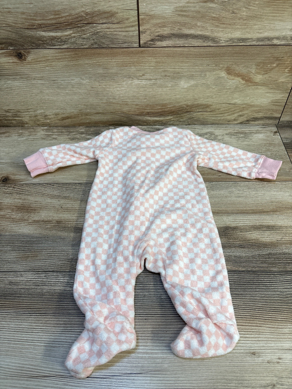 Carter's Terry Cloth Checkered Print Sleeper Pink sz 3m