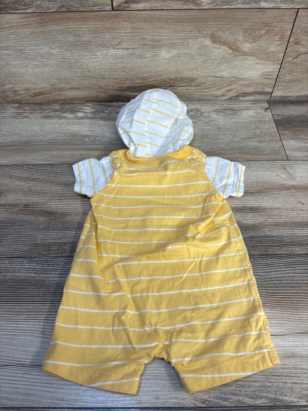 Carter's Shark Print Hooded Striped Shortie Romper Yellow sz 6m