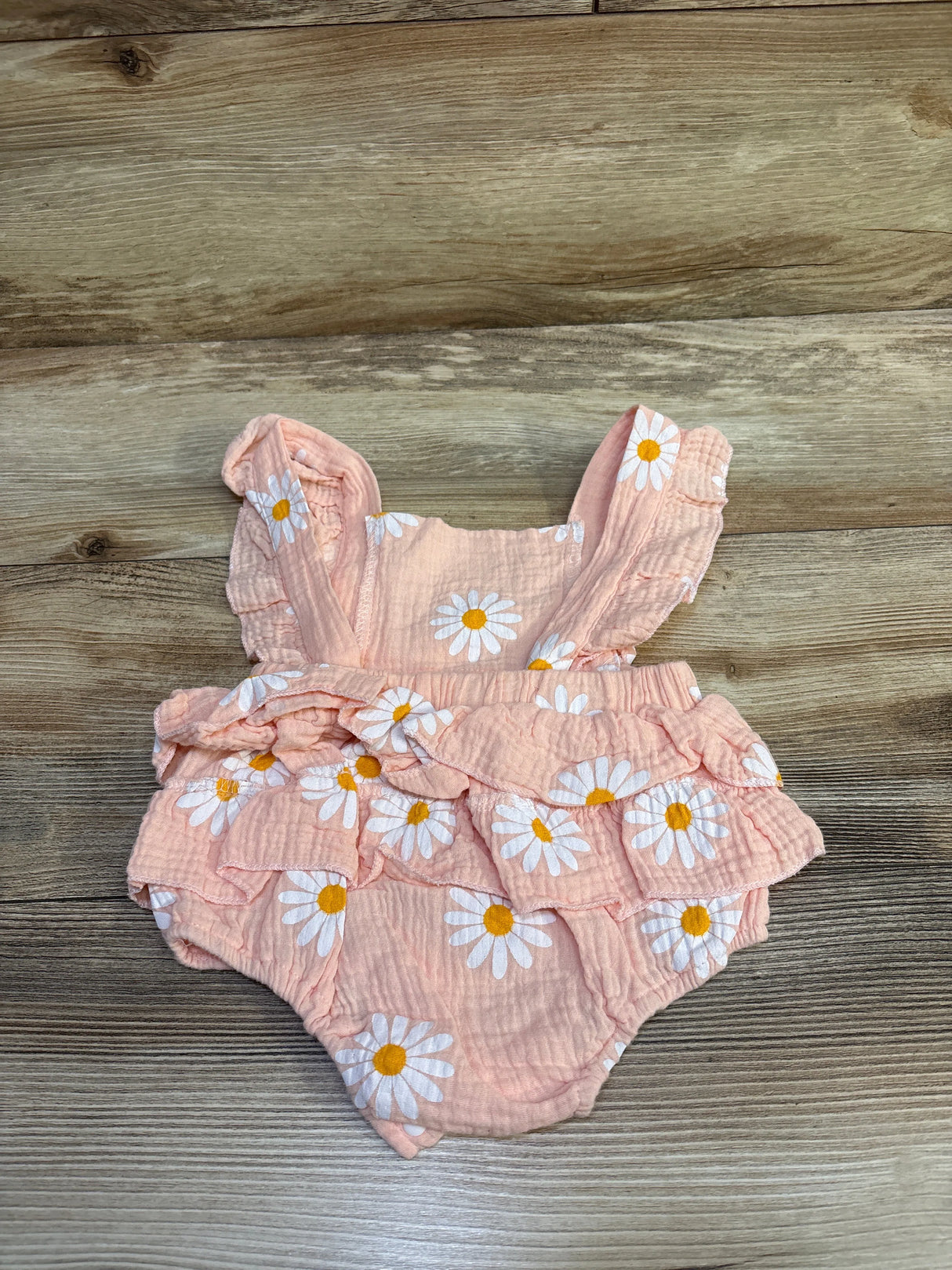 Floral Gauze Ruffle Bubble Romper Pink sz 6-9m