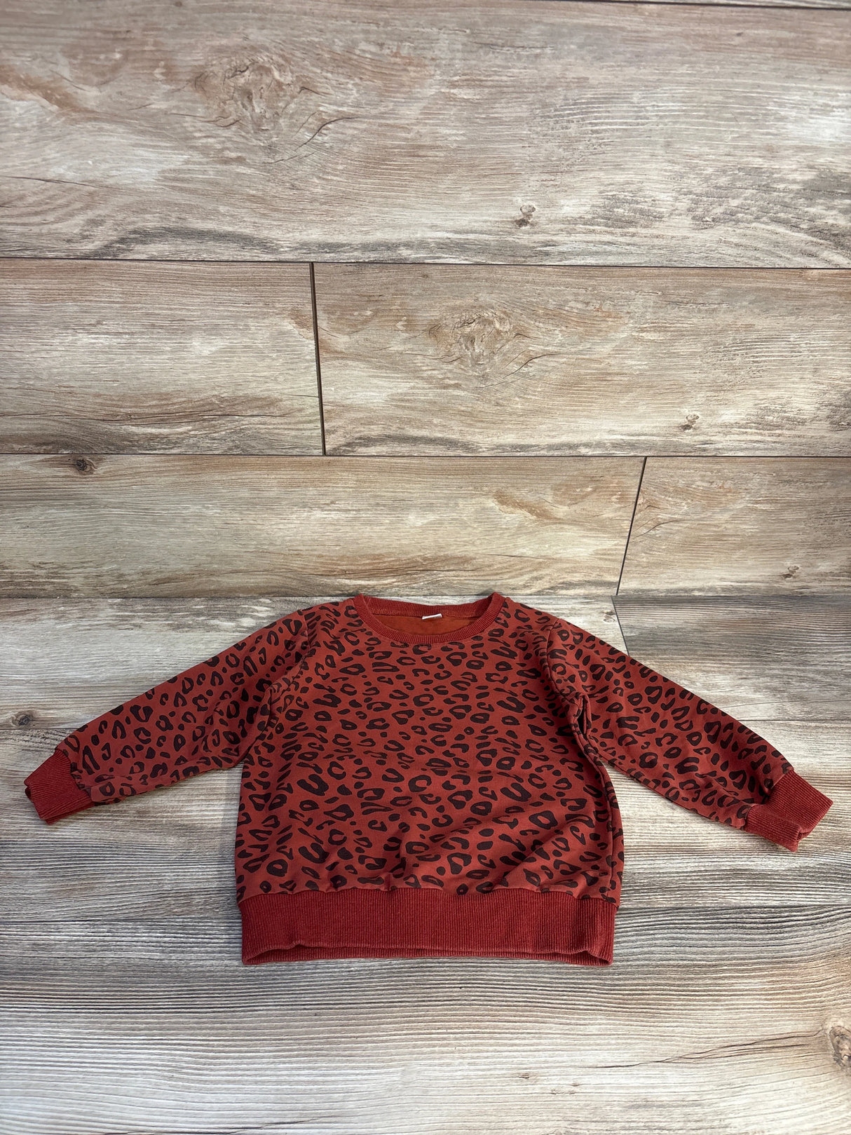 Shein Leopard Print Pullover Sweatshirt Rust sz 4/5T