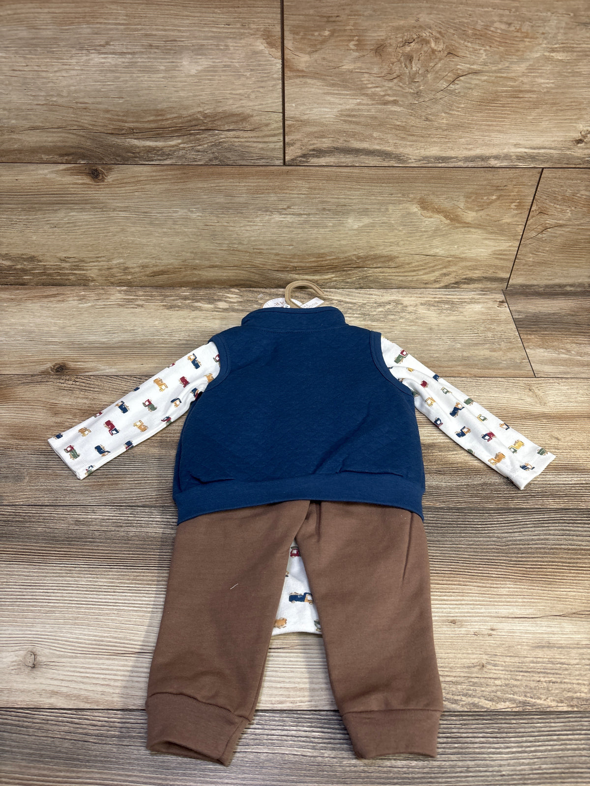 NEW Rugged Bear 3pc Quilted Vest, Bodysuit, & Pants Set Blue sz 6-9m
