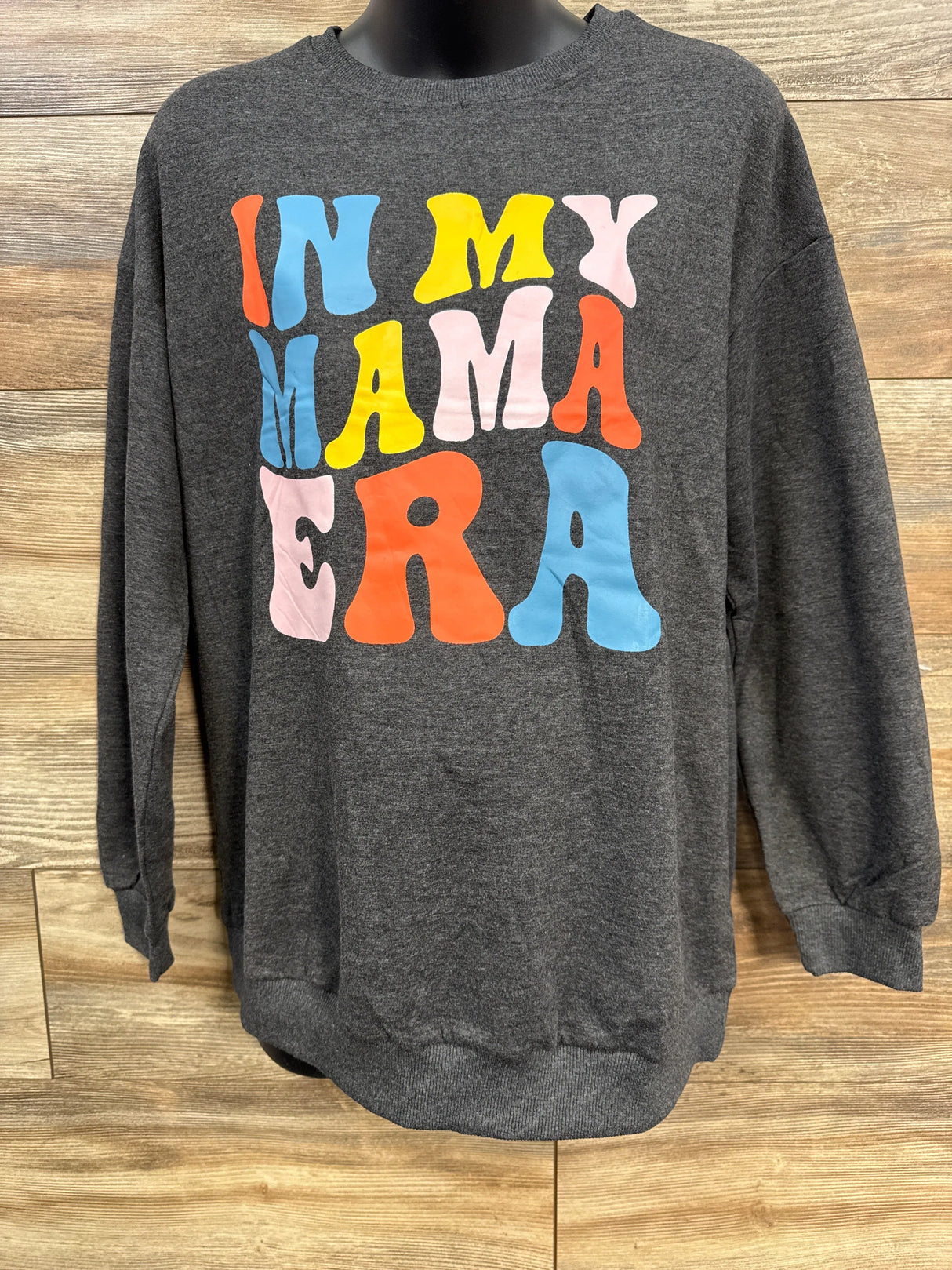 'In My Mama Era' Pullover Maternity Sweatshirt Grey sz Small