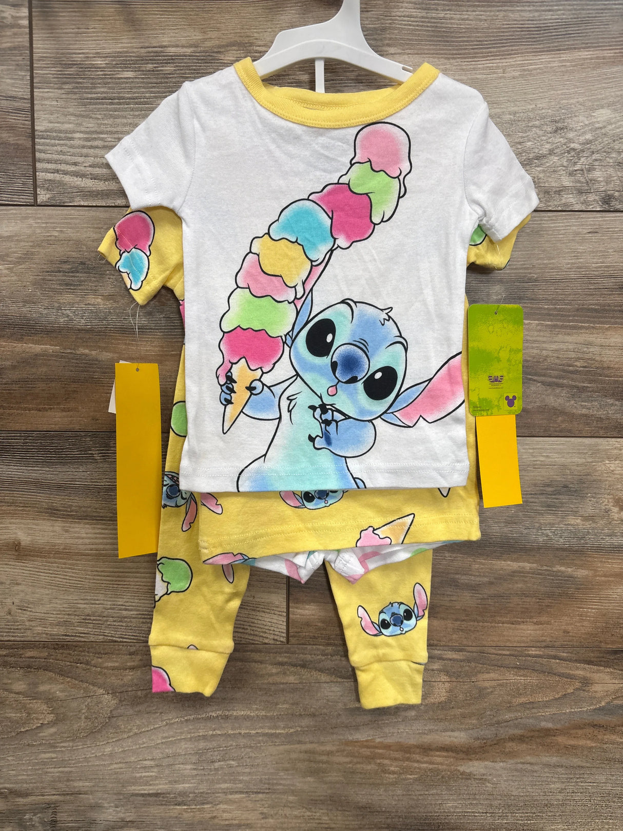 NEW Disney Stitch 4pc Snug Fit Pajama Set Yellow sz 18m