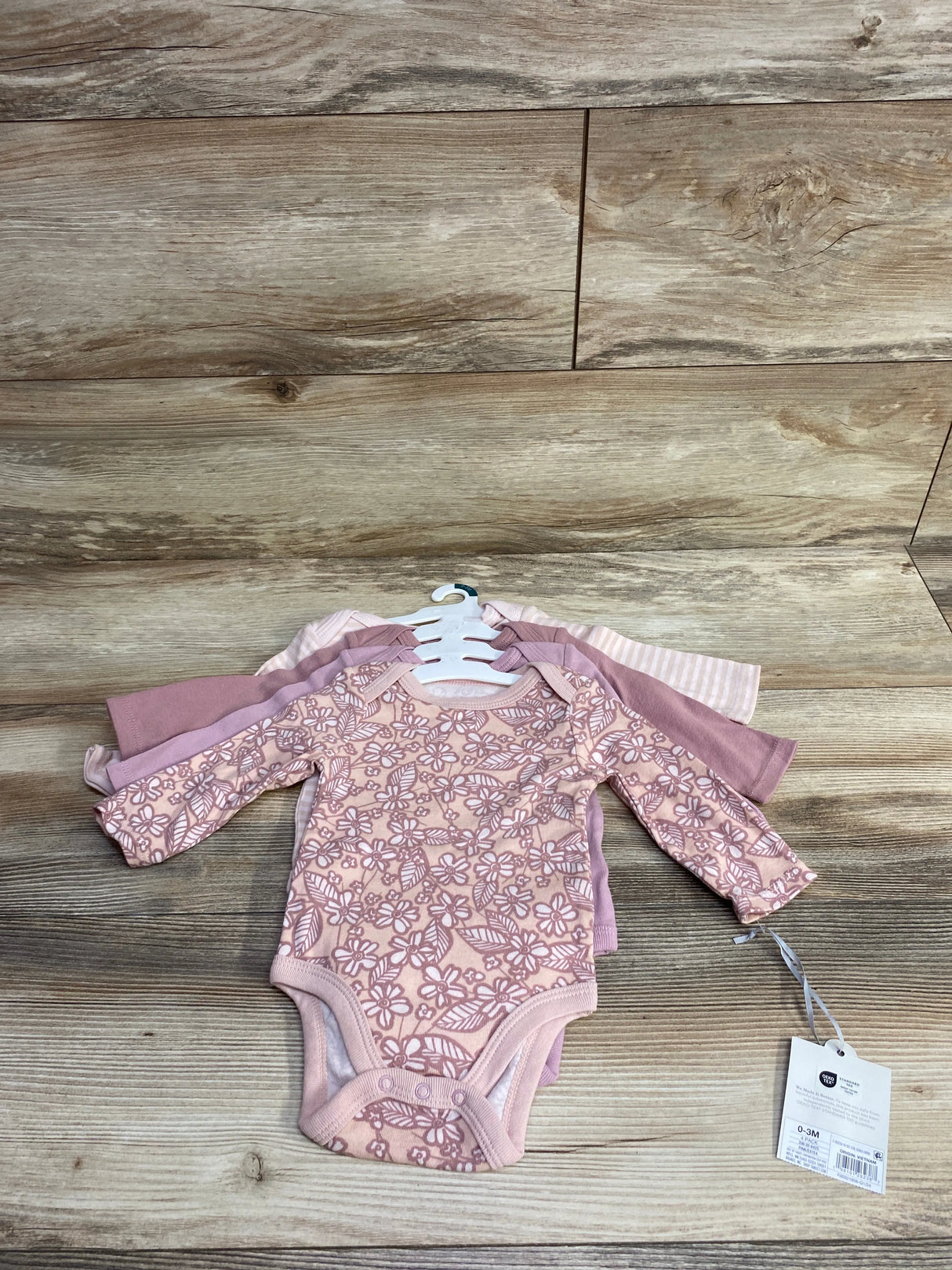 NEW Cloud Island 4pk Long Sleeve Bodysuits Pink sz 0-3m