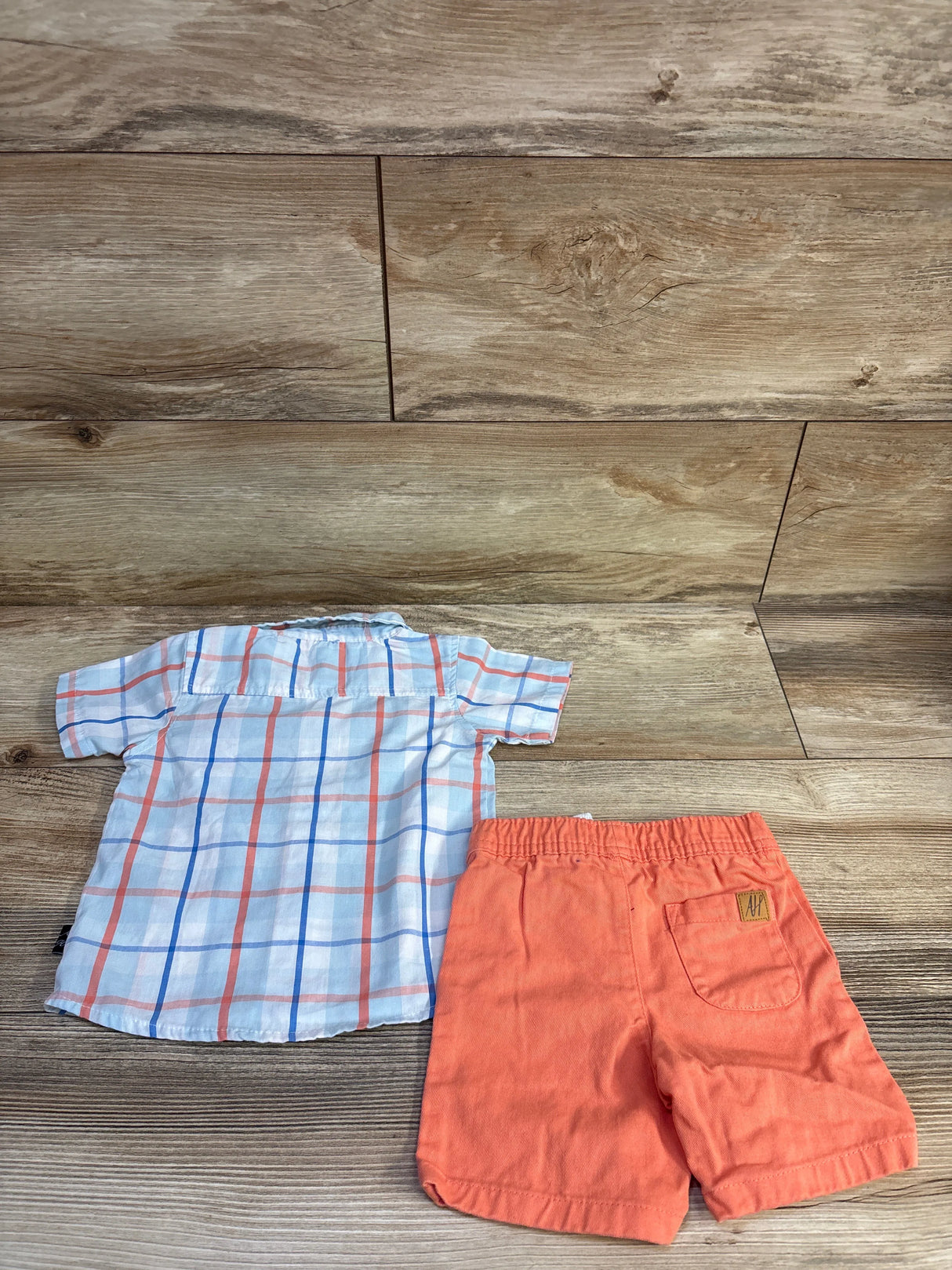 American Hawk 2pc Button Up Shirt & Shorts Set Blue sz 6/9m