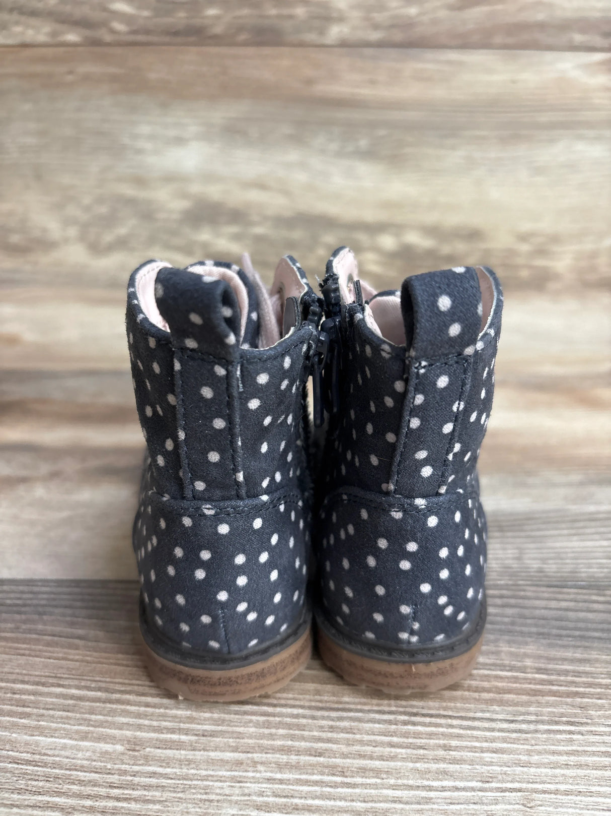 Cat & Jack Giovanna Lace-Up Combat Boots Polka Dot sz 7c
