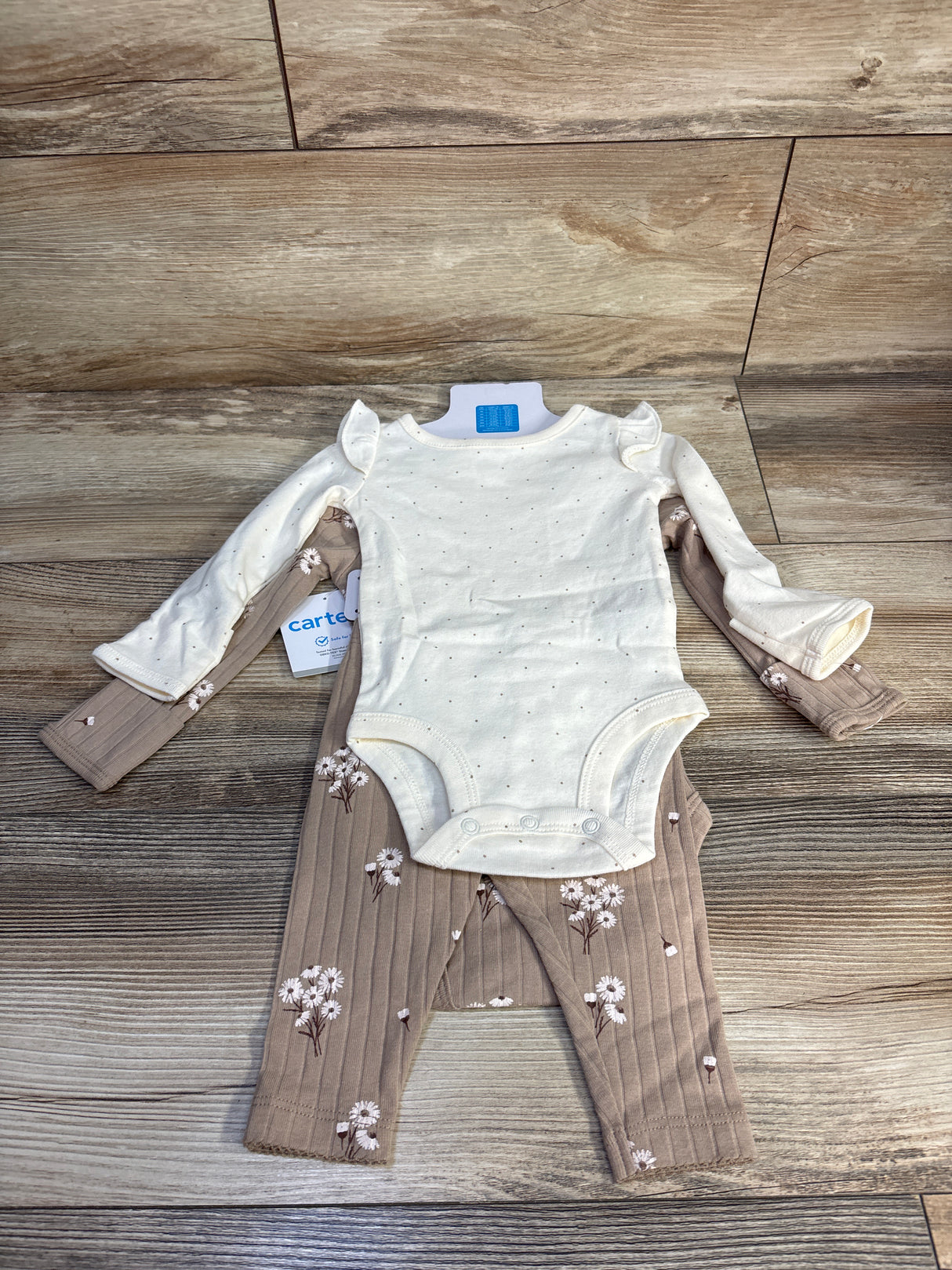 NEW Carter's 3pc Bodysuit Set Beige sz 3m